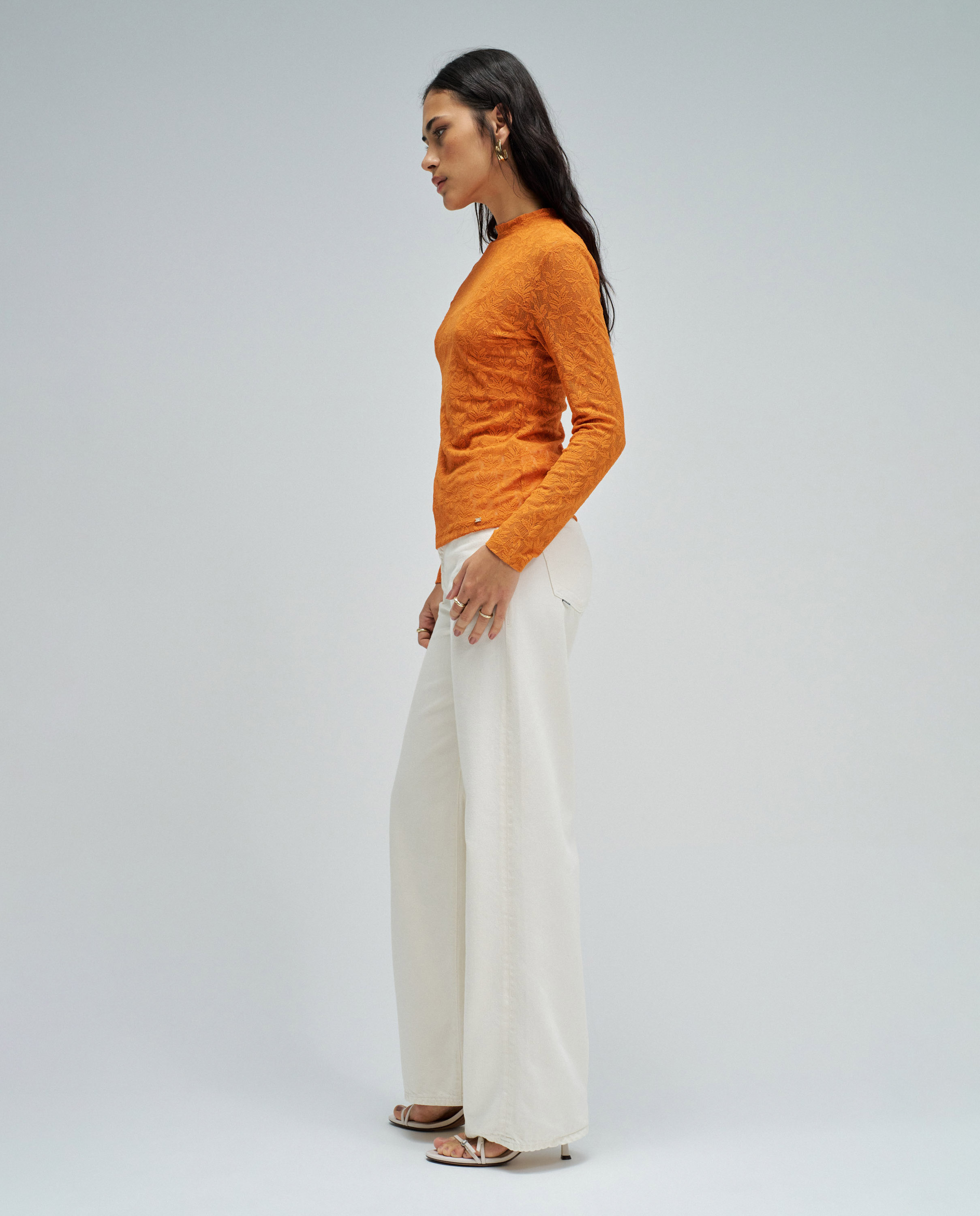 Camisola de Renda Laranja-forte-2
