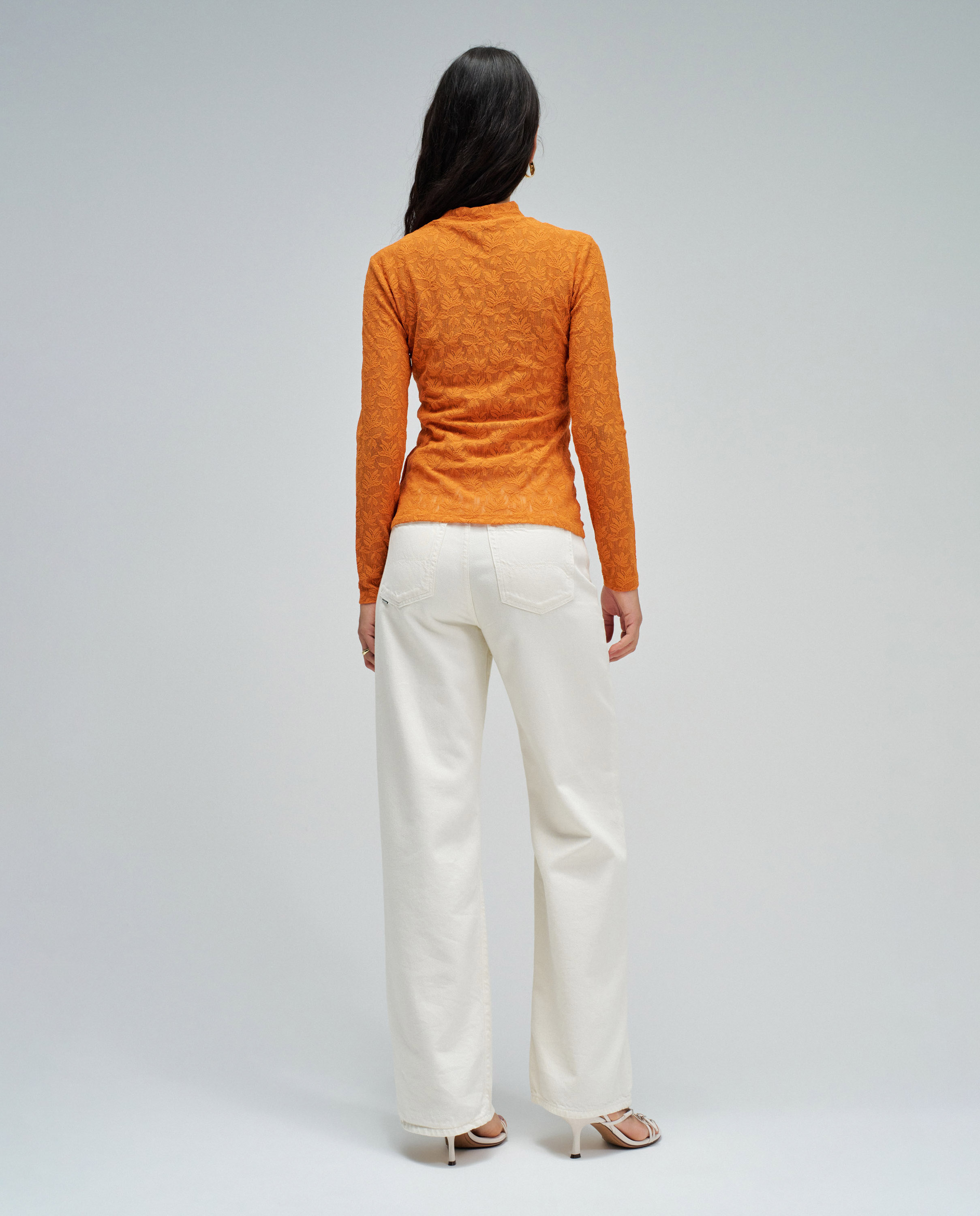 Camisola de Renda Laranja-forte-3