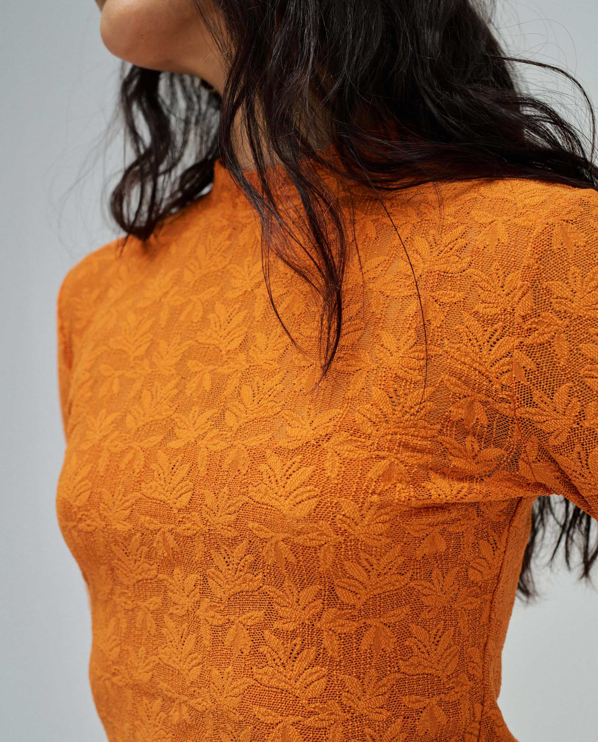 Camisola de Renda Laranja-forte-4