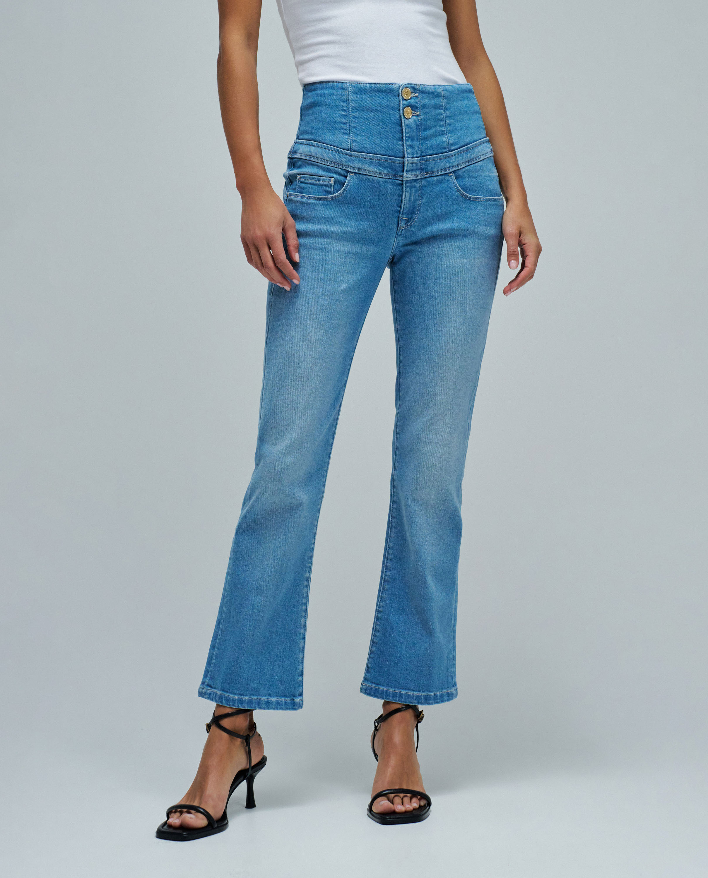 Jeans Diva Push In Cropped Flare Azul-5