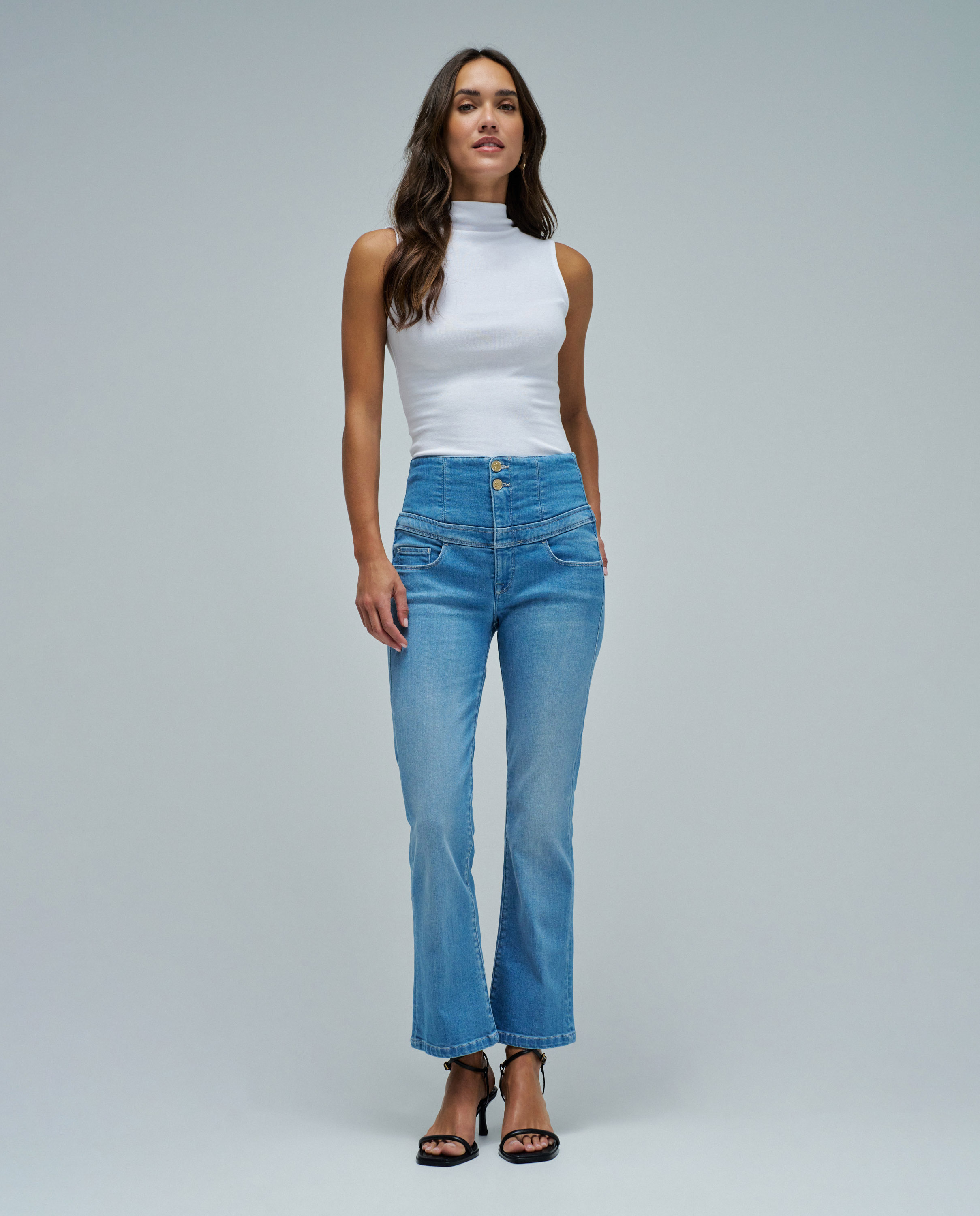 Jeans Diva Push In Cropped Flare Azul-1