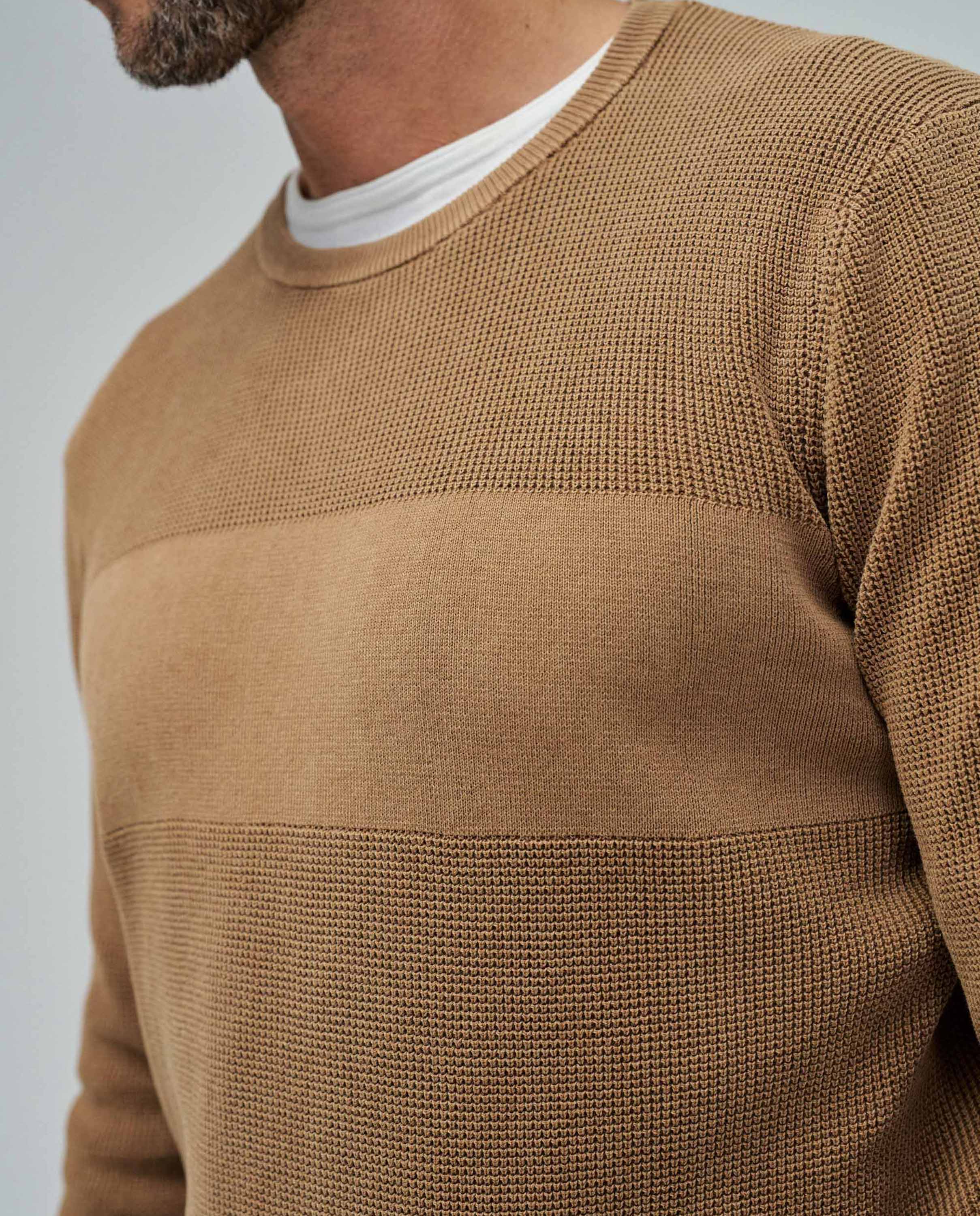 Sweatshirt de Malha com Textura Castanho-claro-4