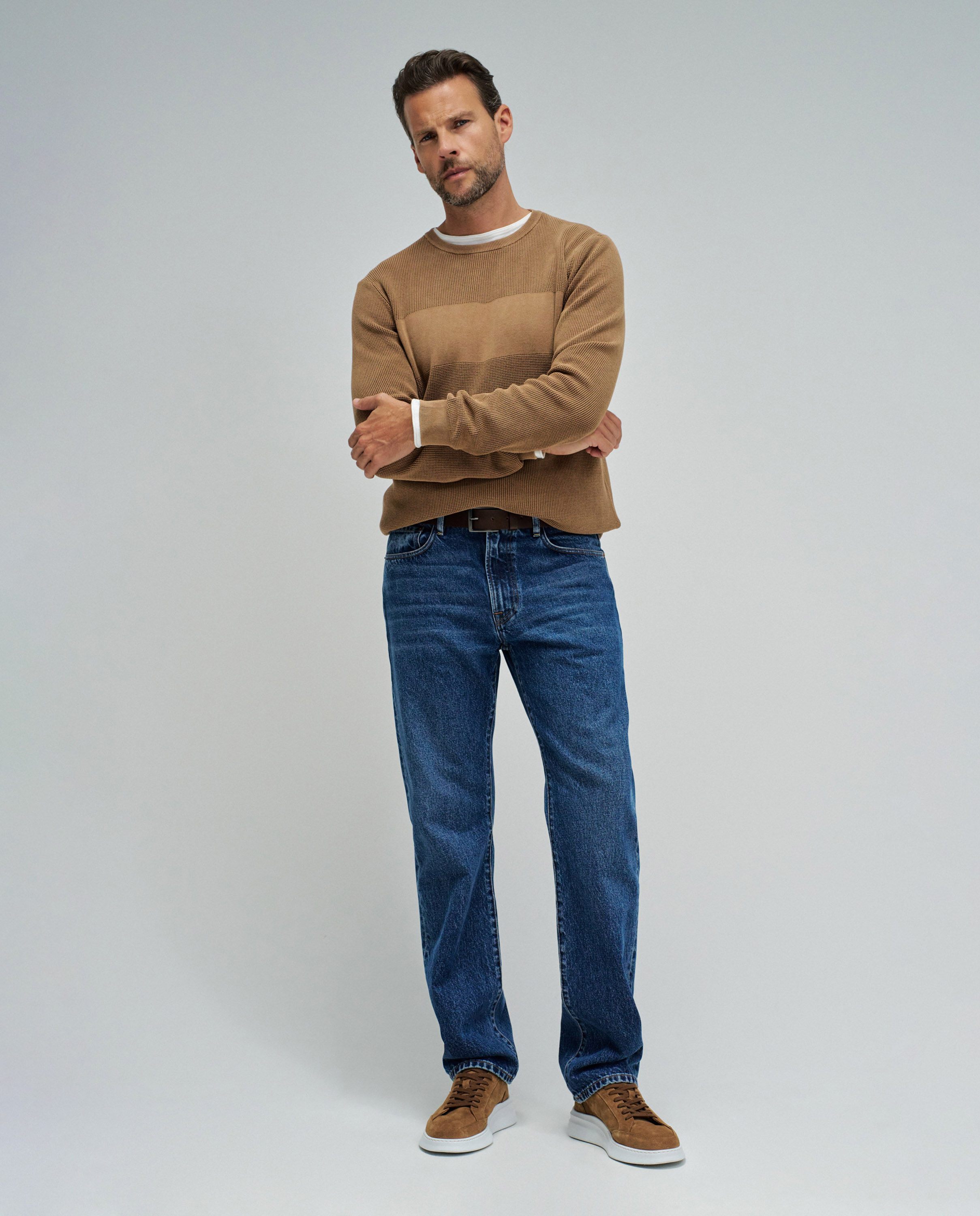 Sweatshirt de Malha com Textura Castanho-claro-5