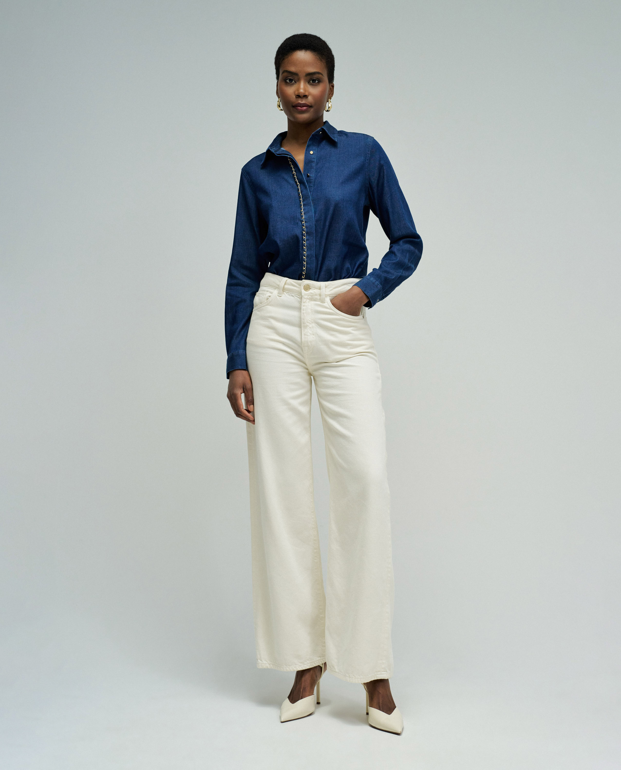 Camisa em Lightdenim Azul denim-5