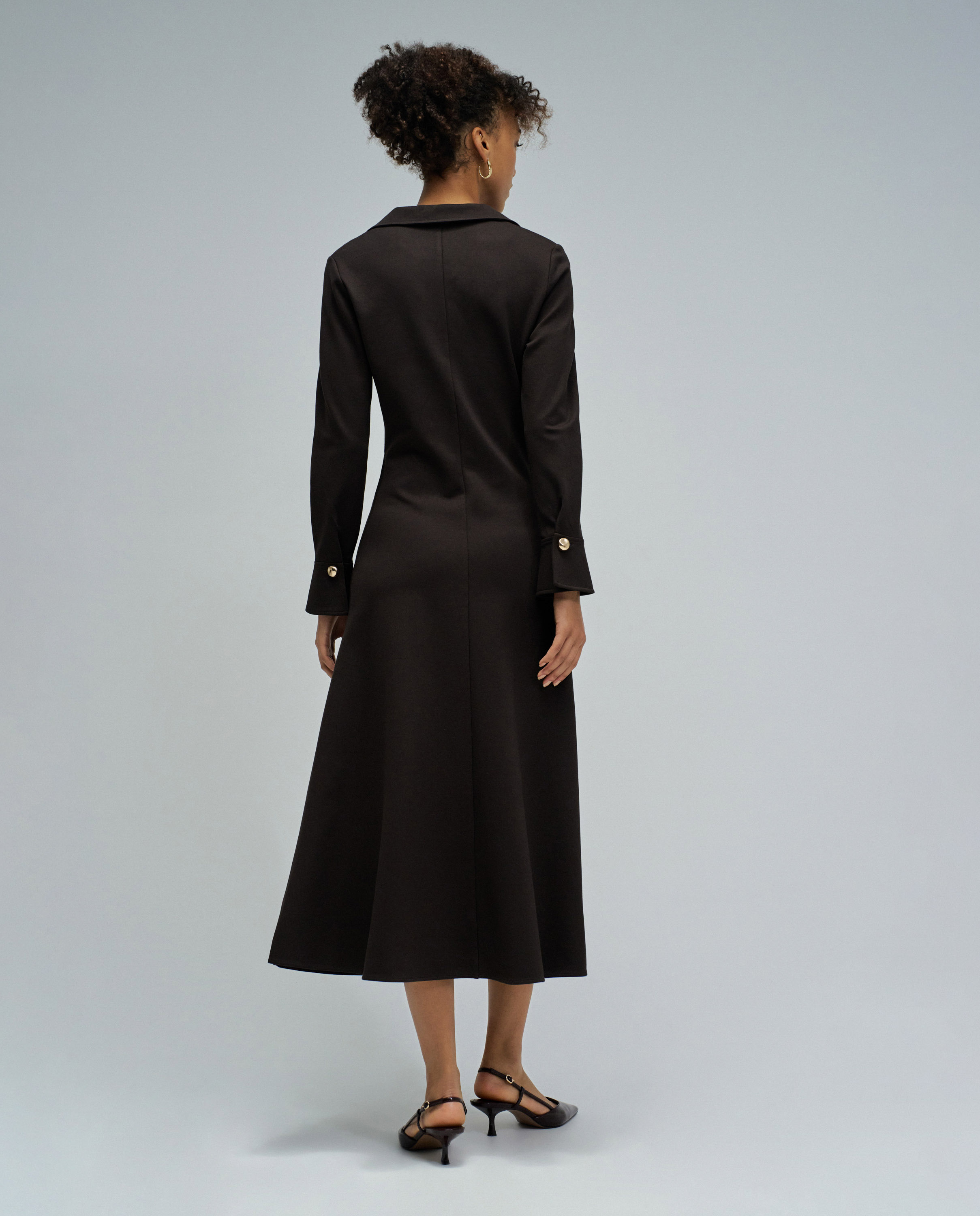 Vestido Midi em Malha Castanho-escuro-3