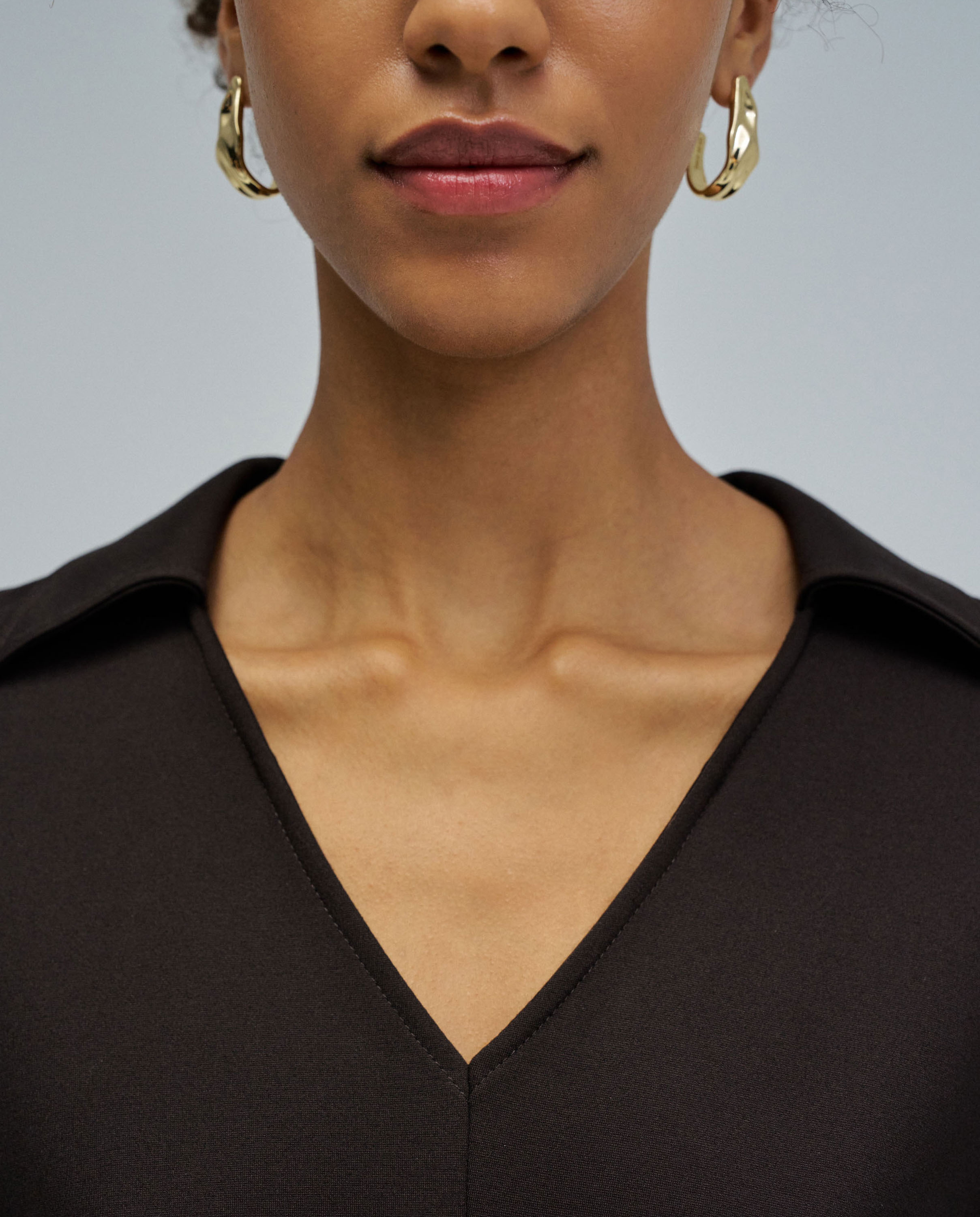 Vestido Midi em Malha Castanho-escuro-4