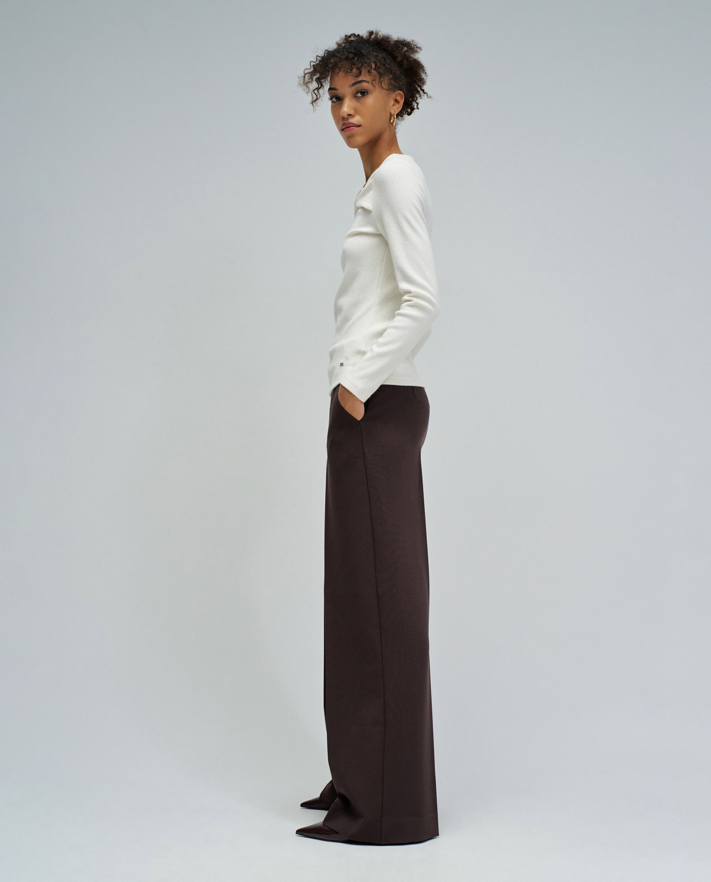Camisola de Malha Canelada Natural-2