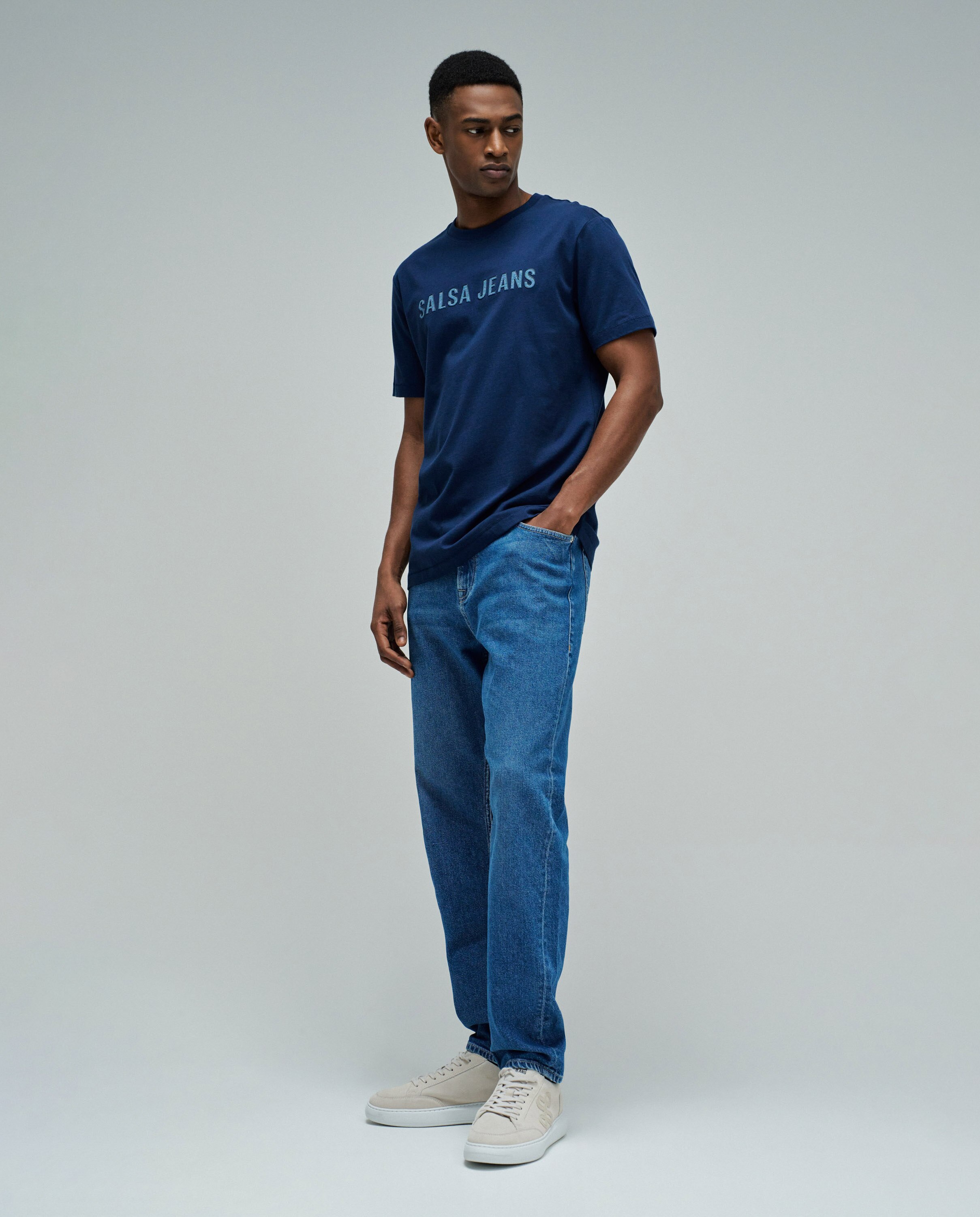 T-shirt com Branding Slim Fit Azul-2