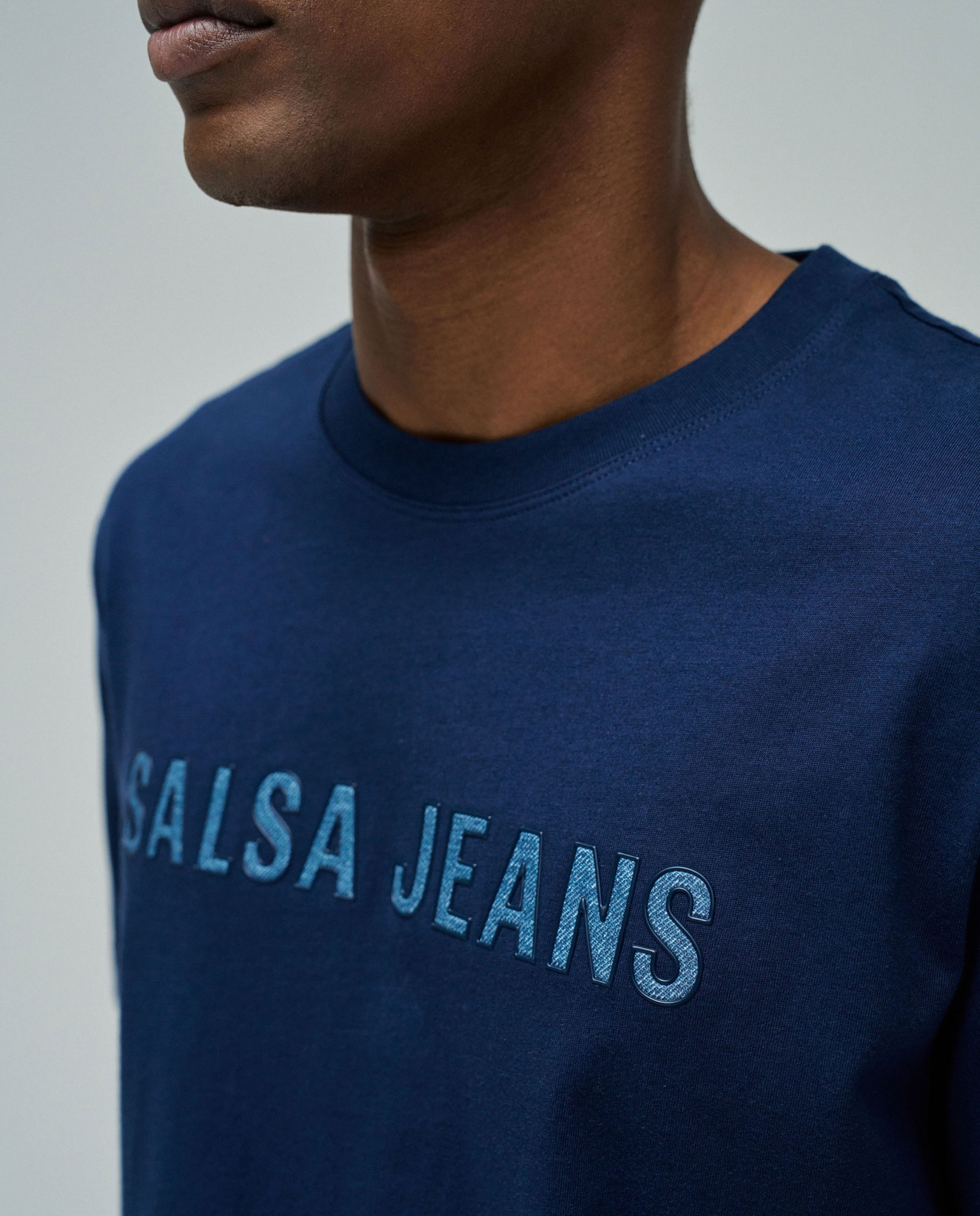 T-shirt com Branding Slim Fit Azul-4