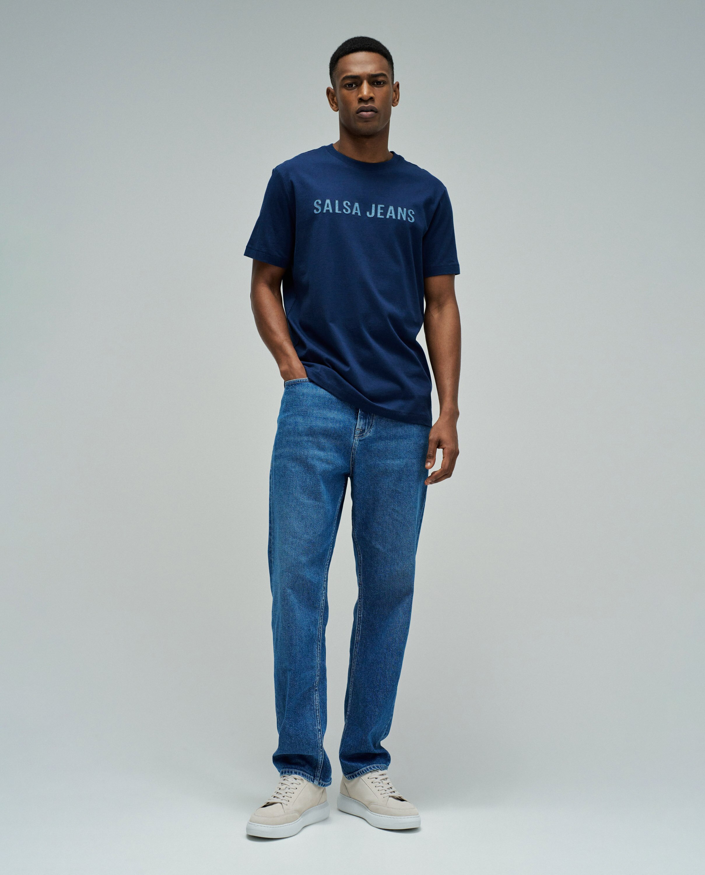 T-shirt com Branding Slim Fit Azul-5