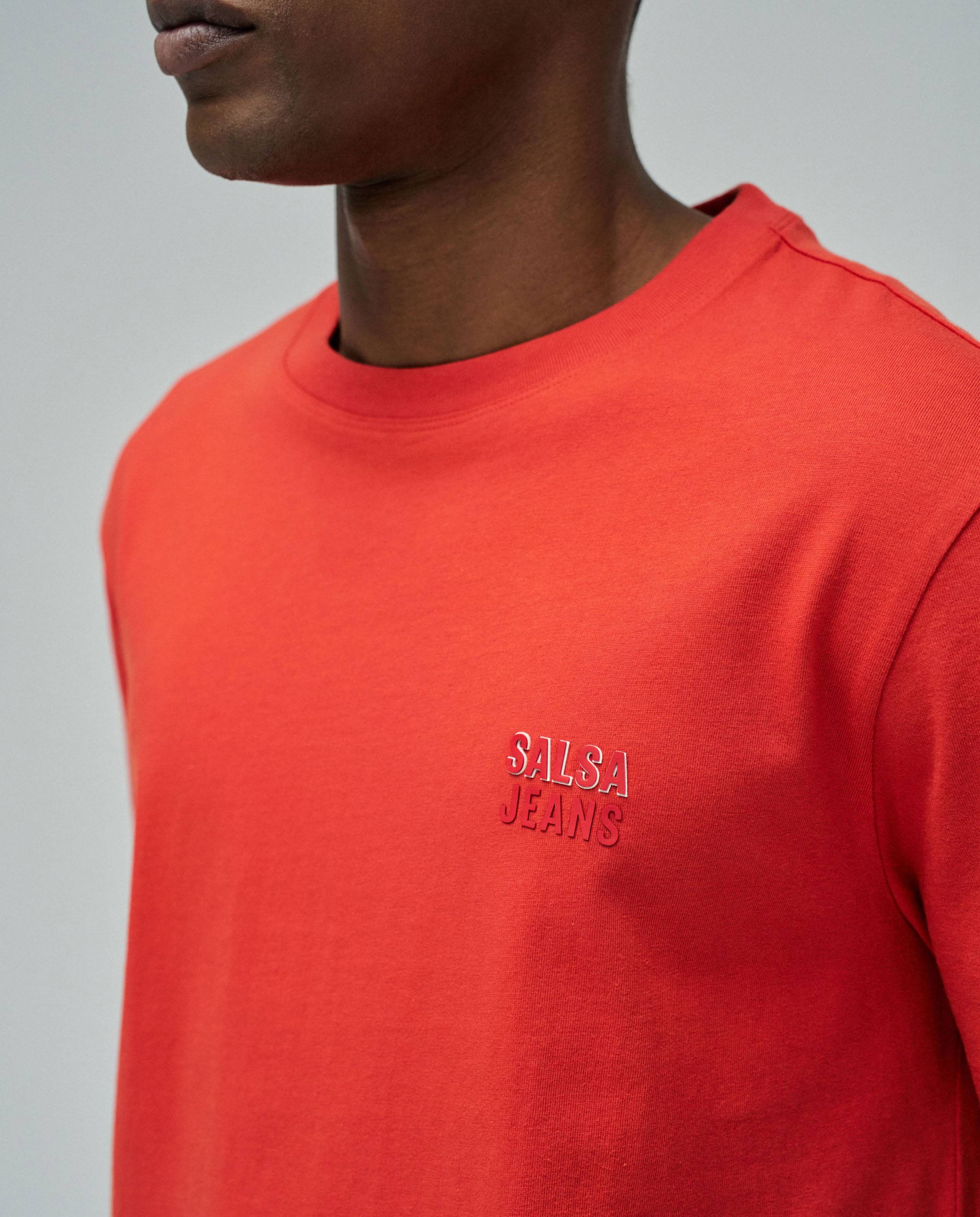 T-shirt com Branding Slim Fit Vermelho-4