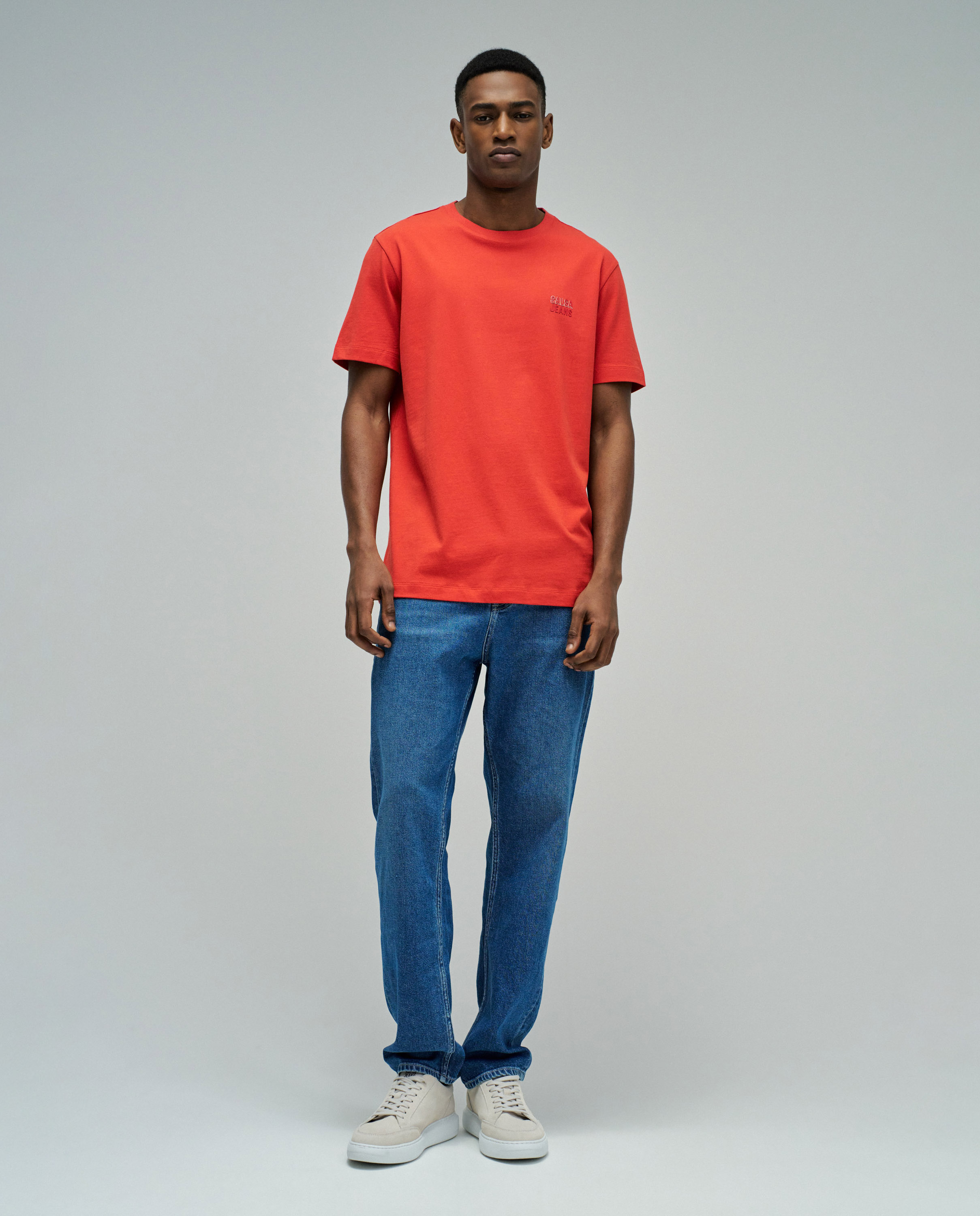 T-shirt com Branding Slim Fit Vermelho-5