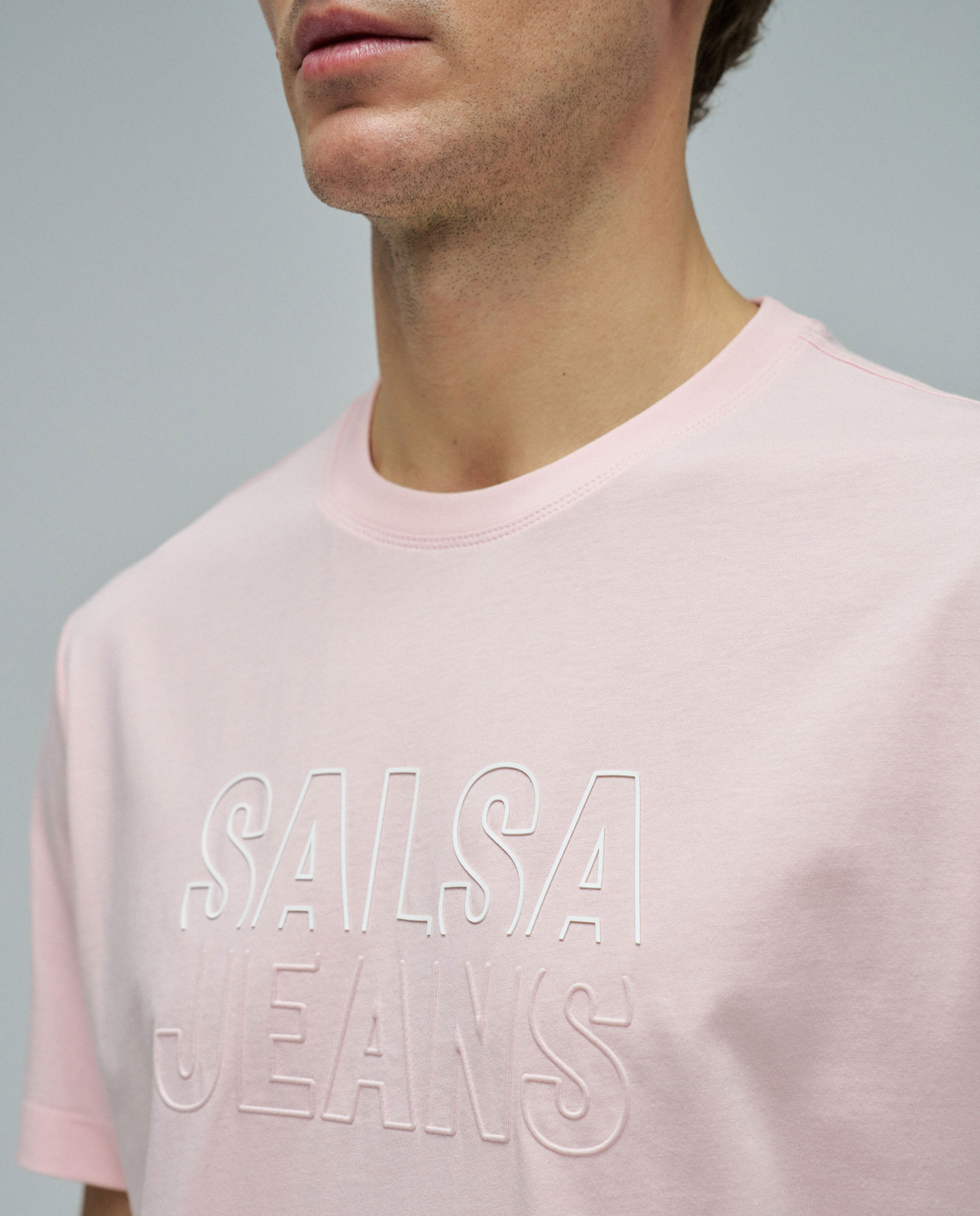 T-shirt com Branding Slim Fit Rosa-4