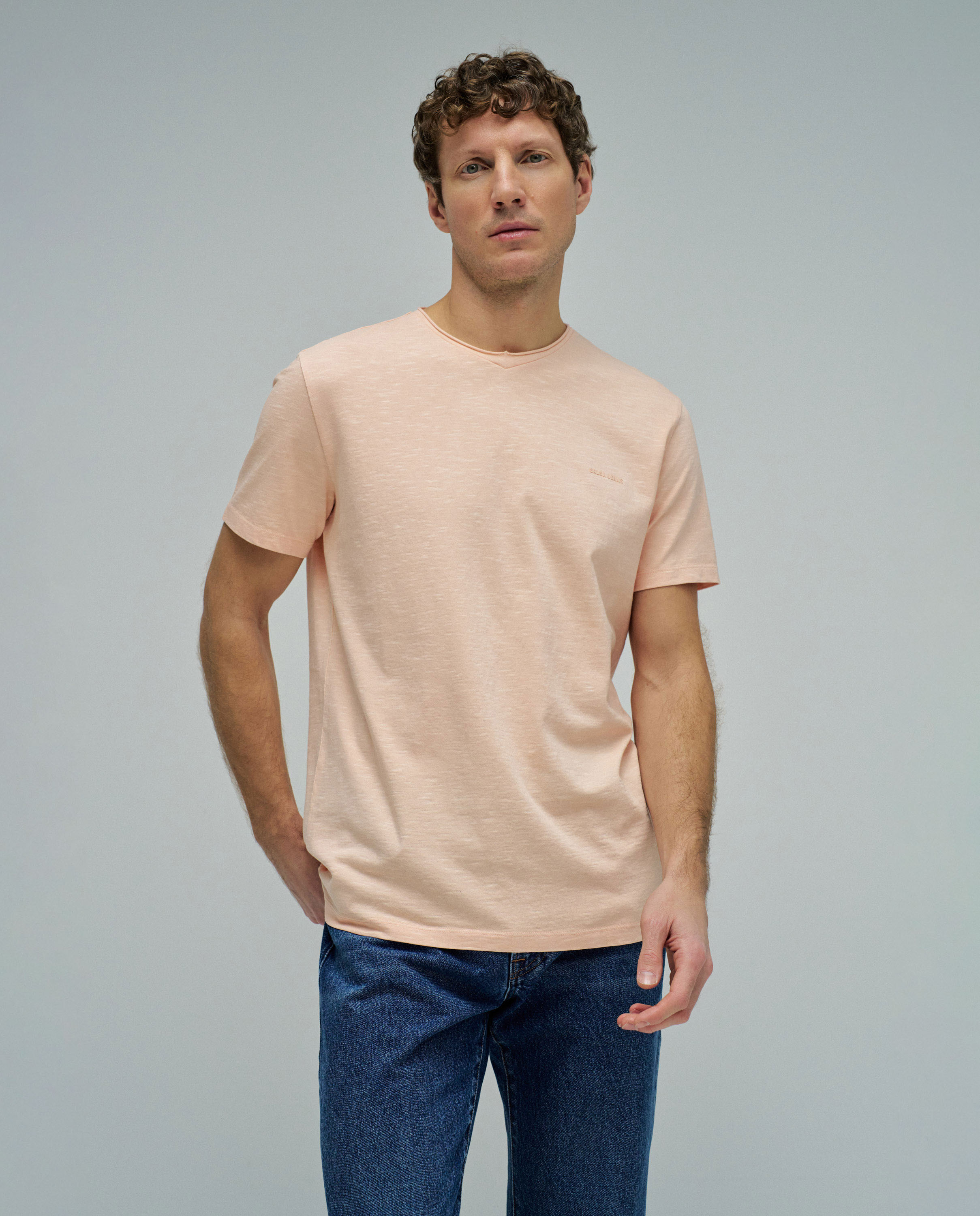 T-shirt Slim Fit com Branding Laranja-1