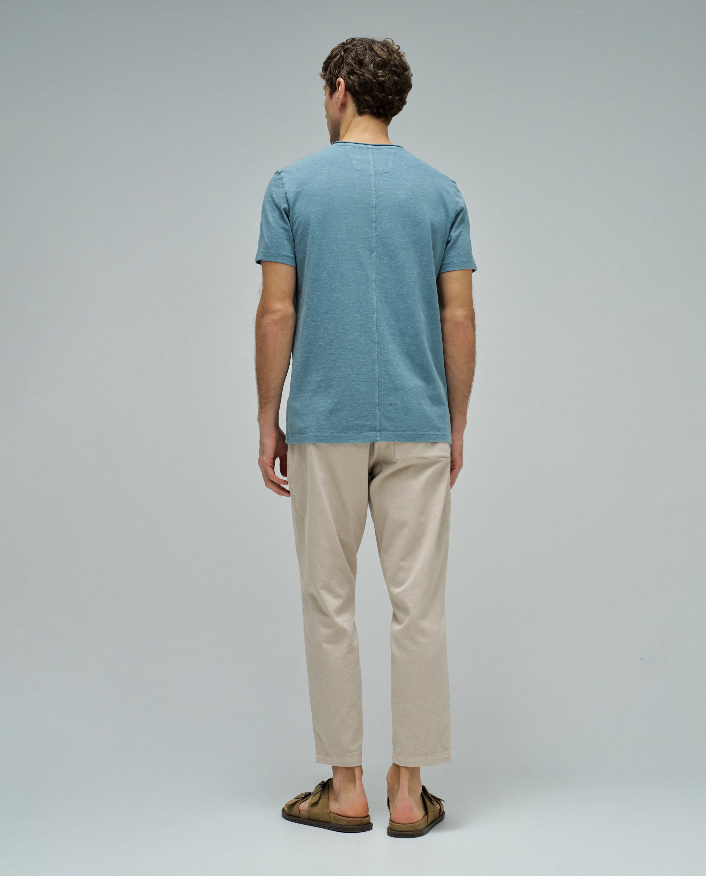 T-shirt Slim Fit com Branding Azul-3