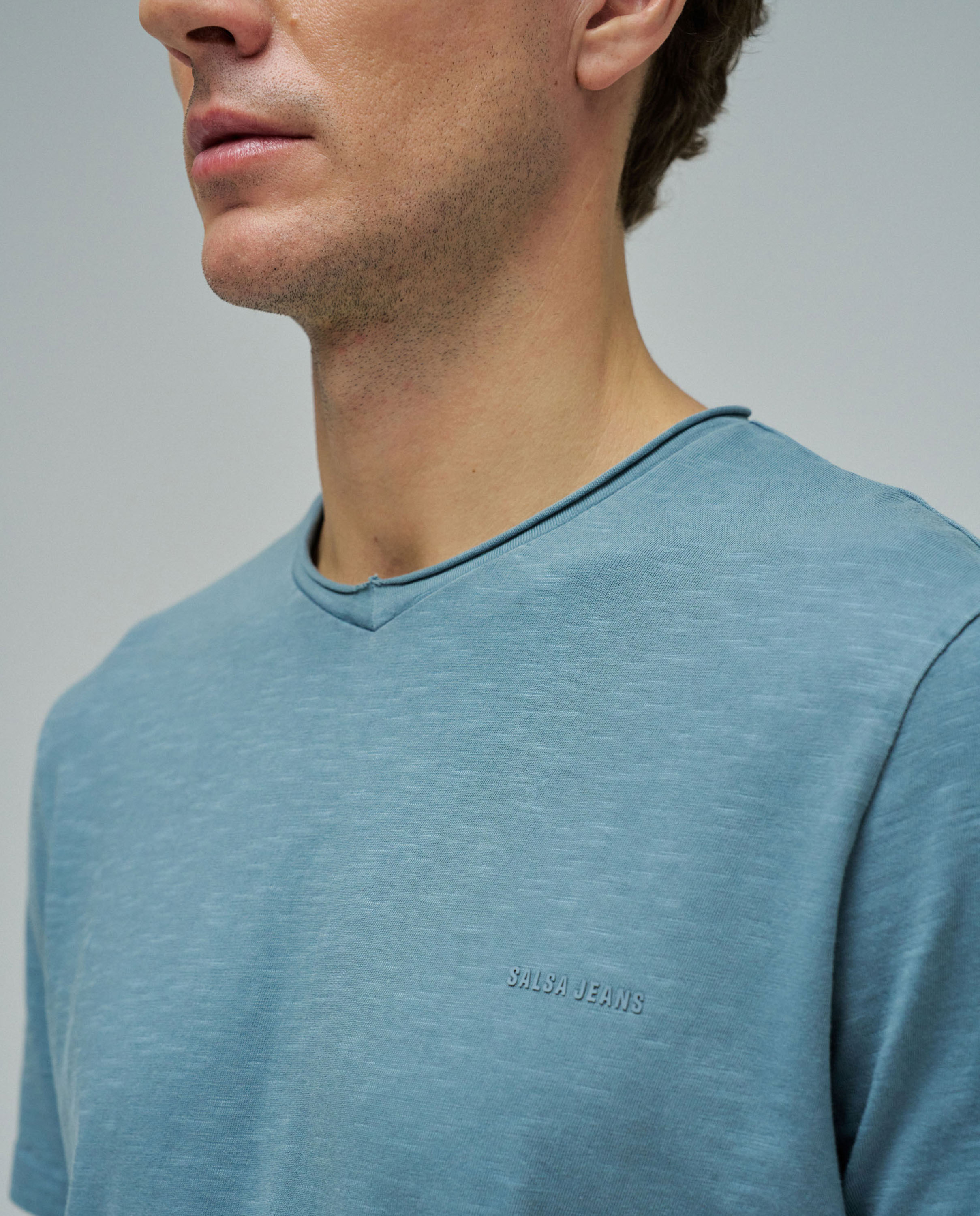 T-shirt Slim Fit com Branding Azul-4