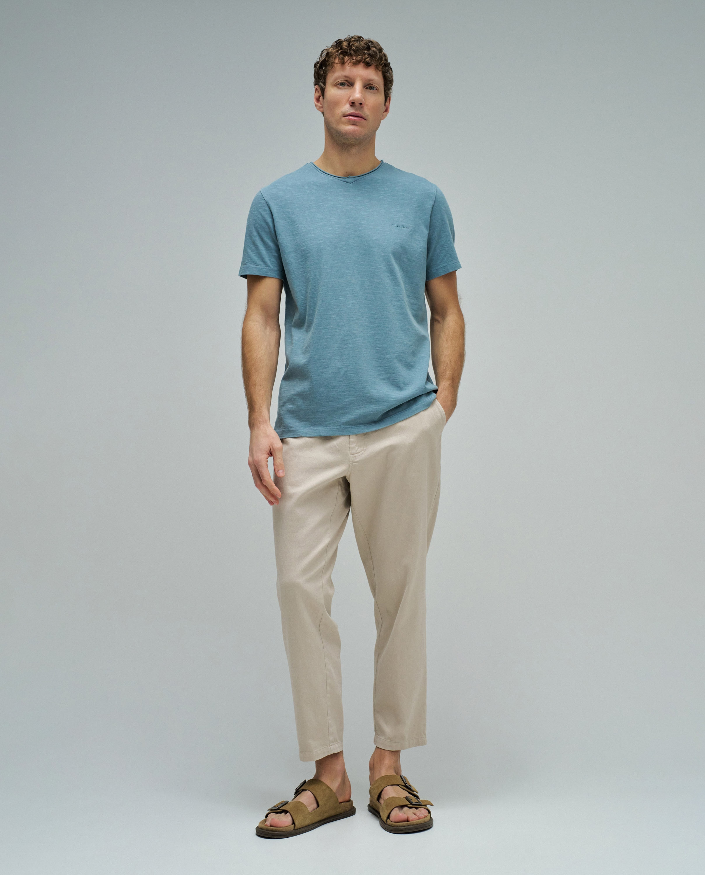 T-shirt Slim Fit com Branding Azul-5