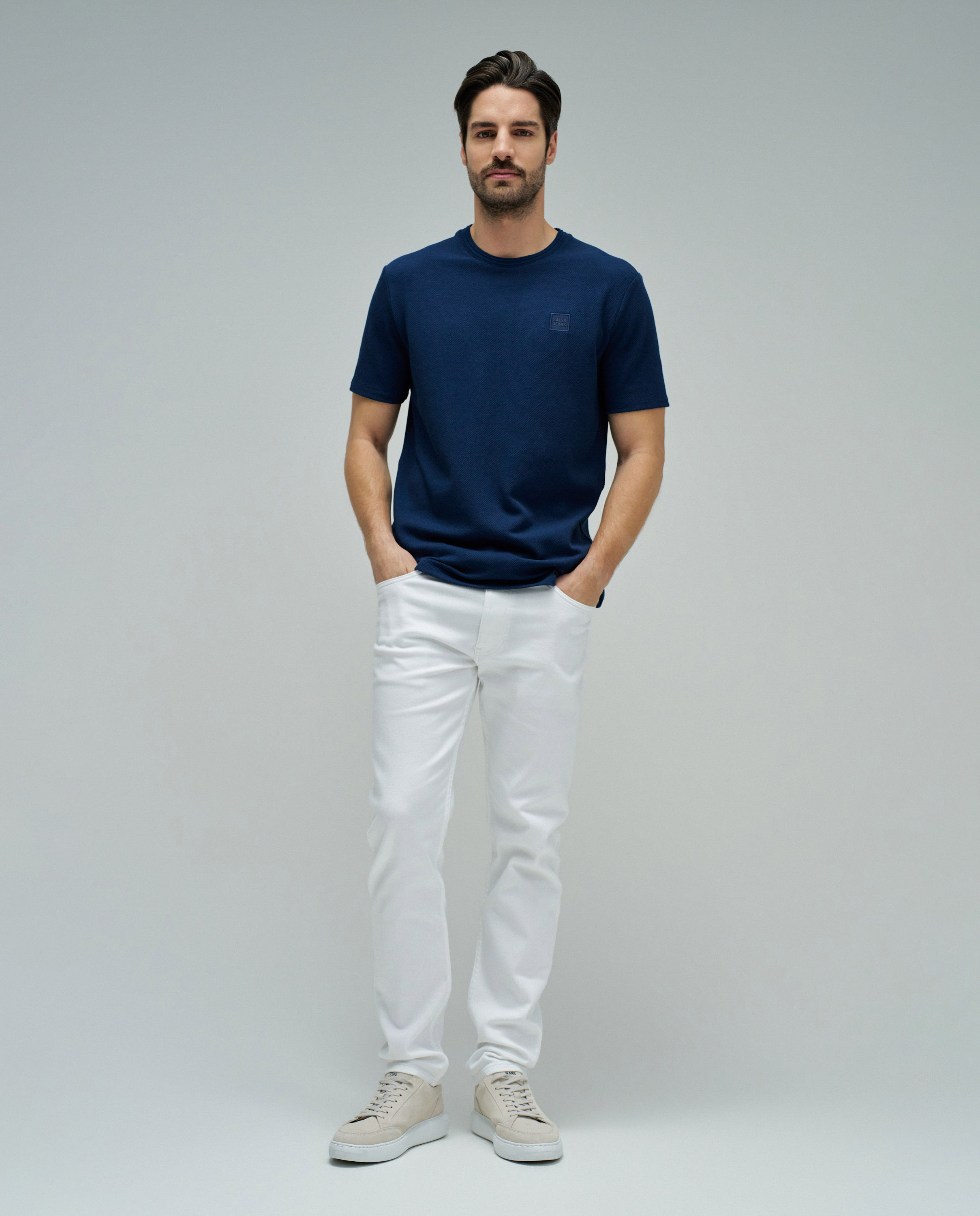 T-shirt com Textura Azul-5
