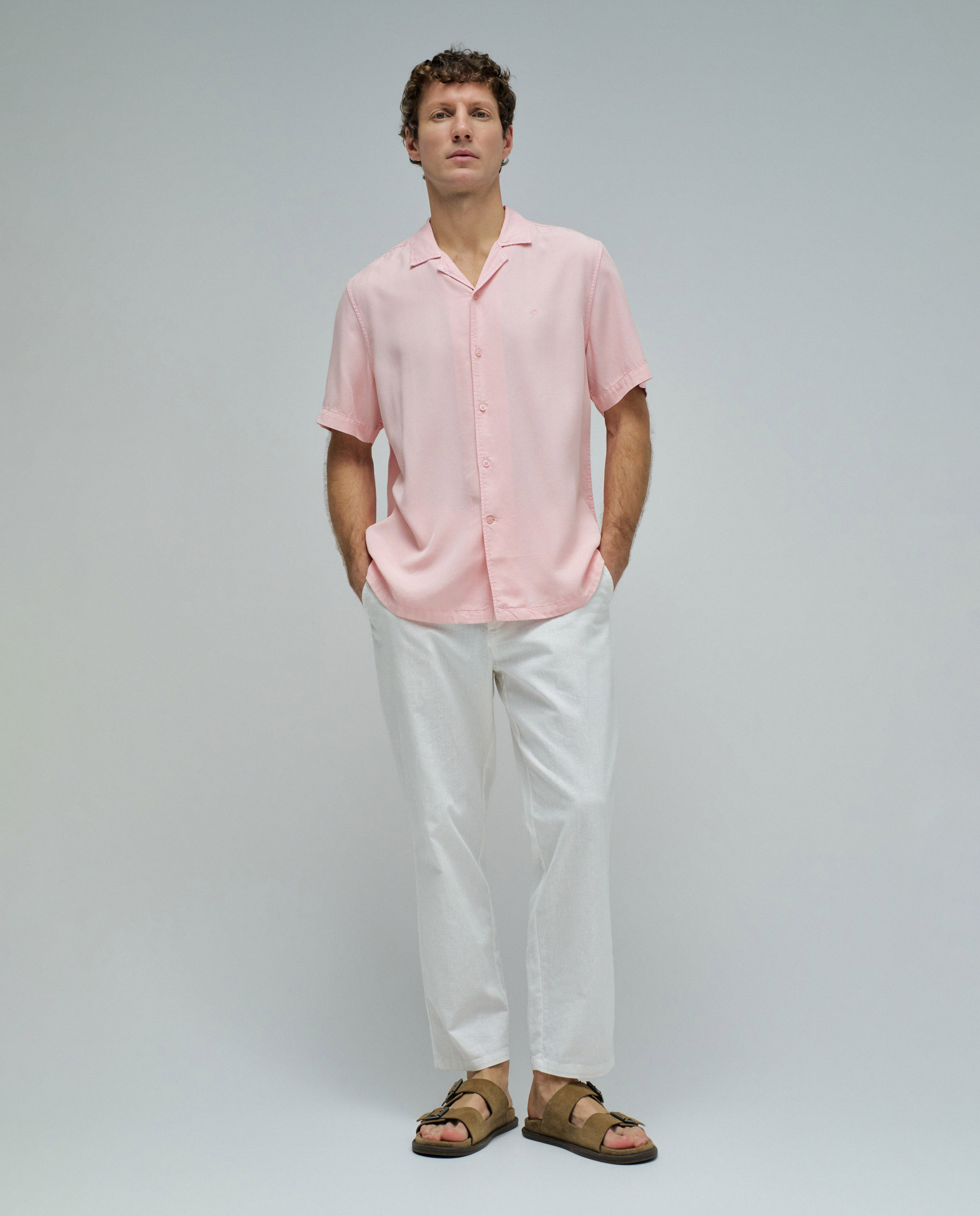 Camisa em Denim Leve Rosa-5
