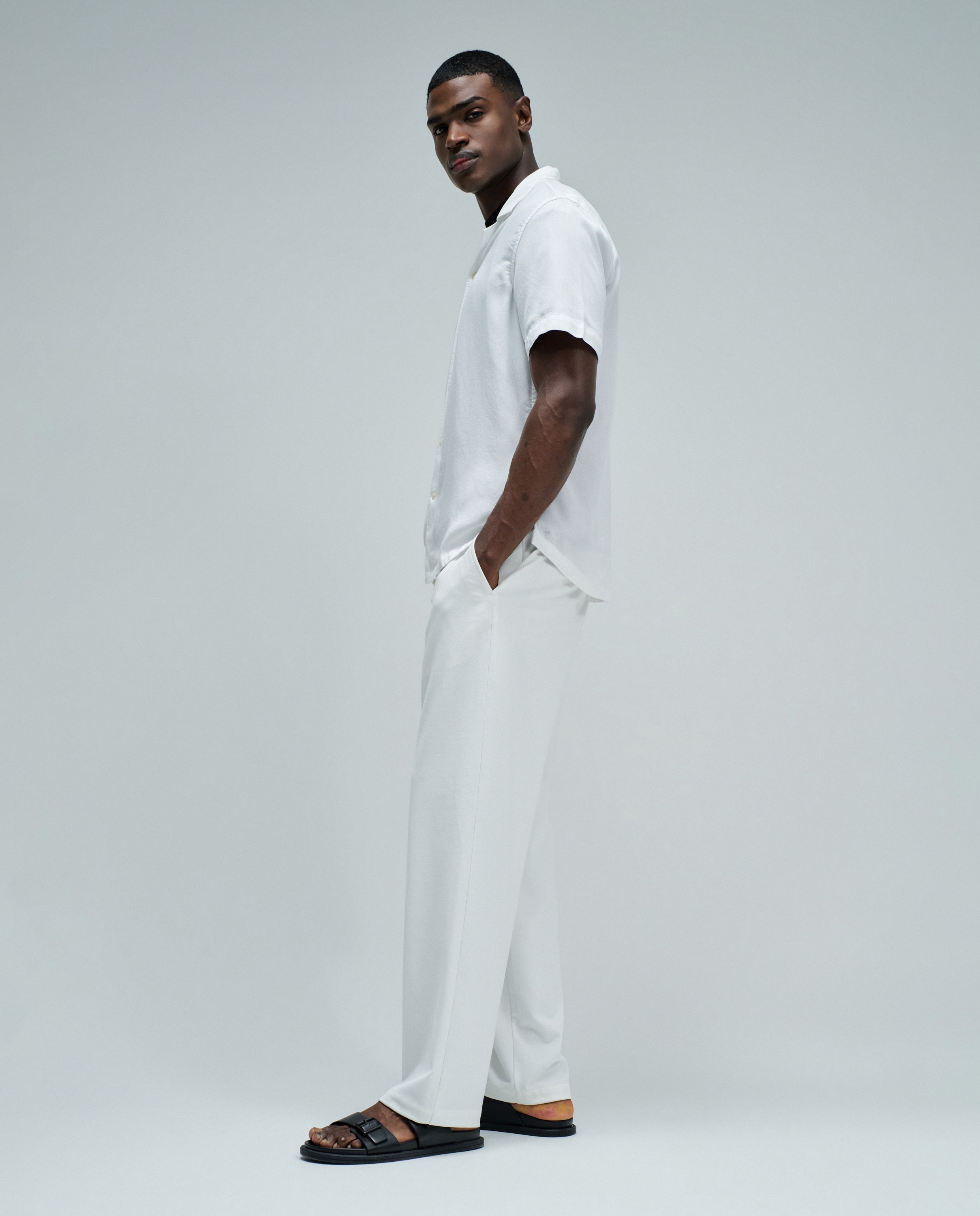 Camisa em Denim Leve Branco-2