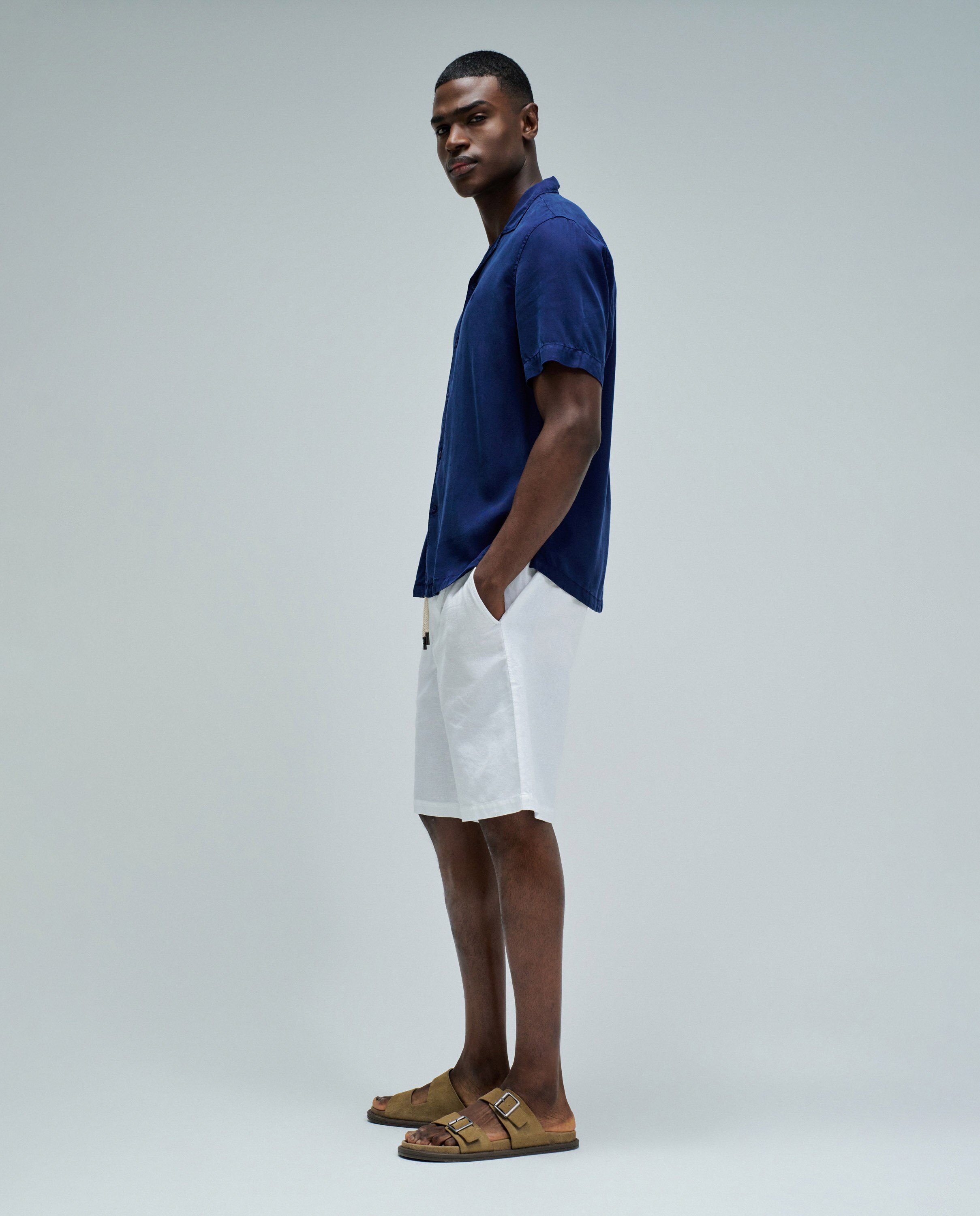 Camisa em Denim Leve Azul-2