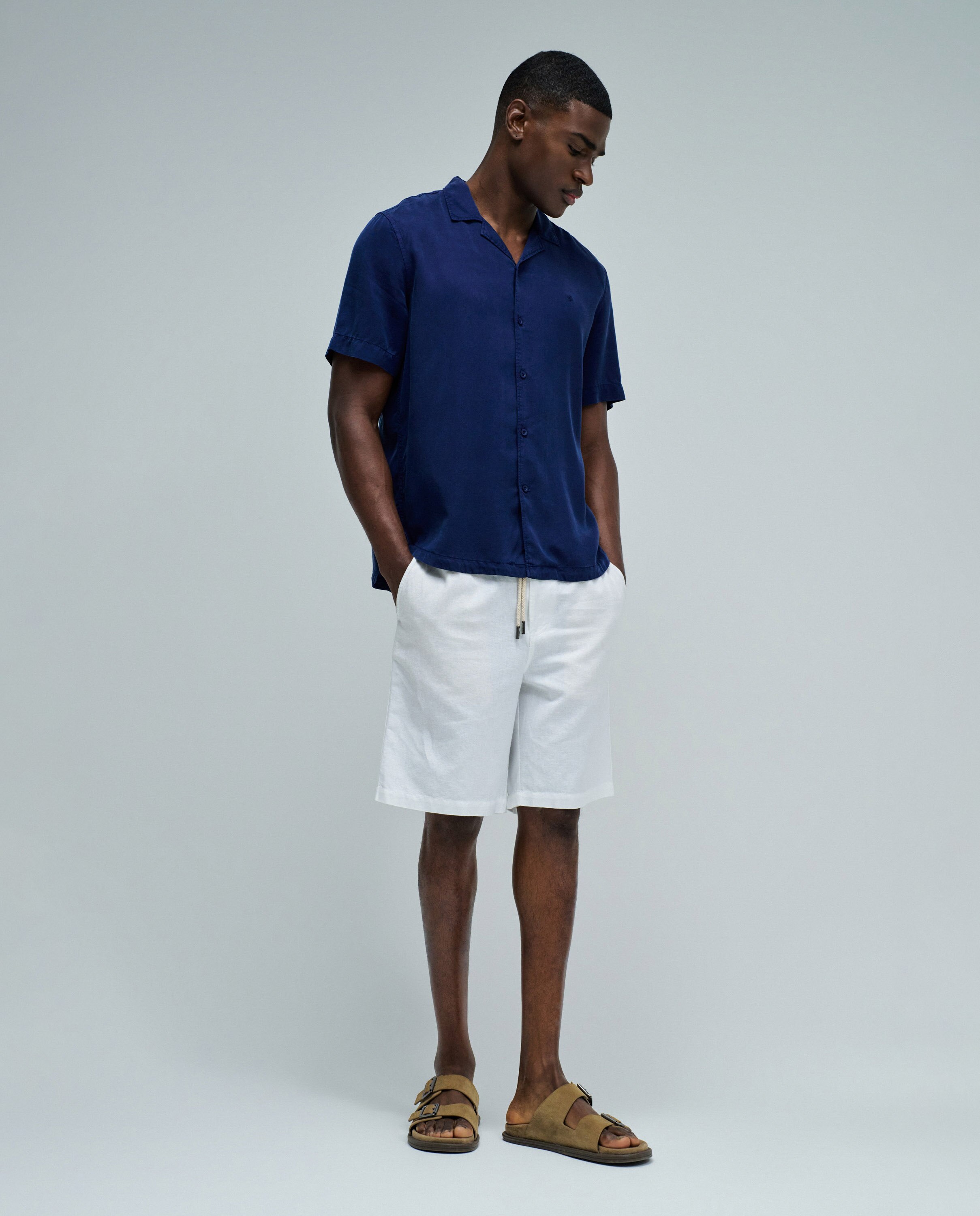 Camisa em Denim Leve Azul-5