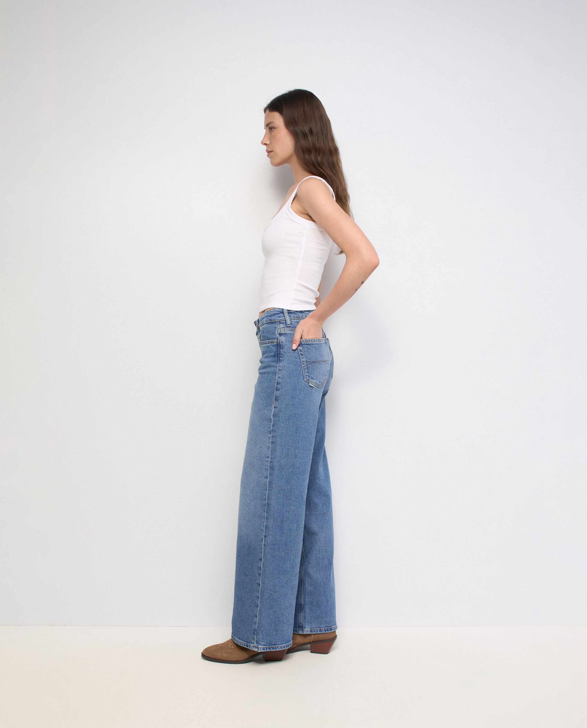 Jeans Low Rise Wide Azul-2