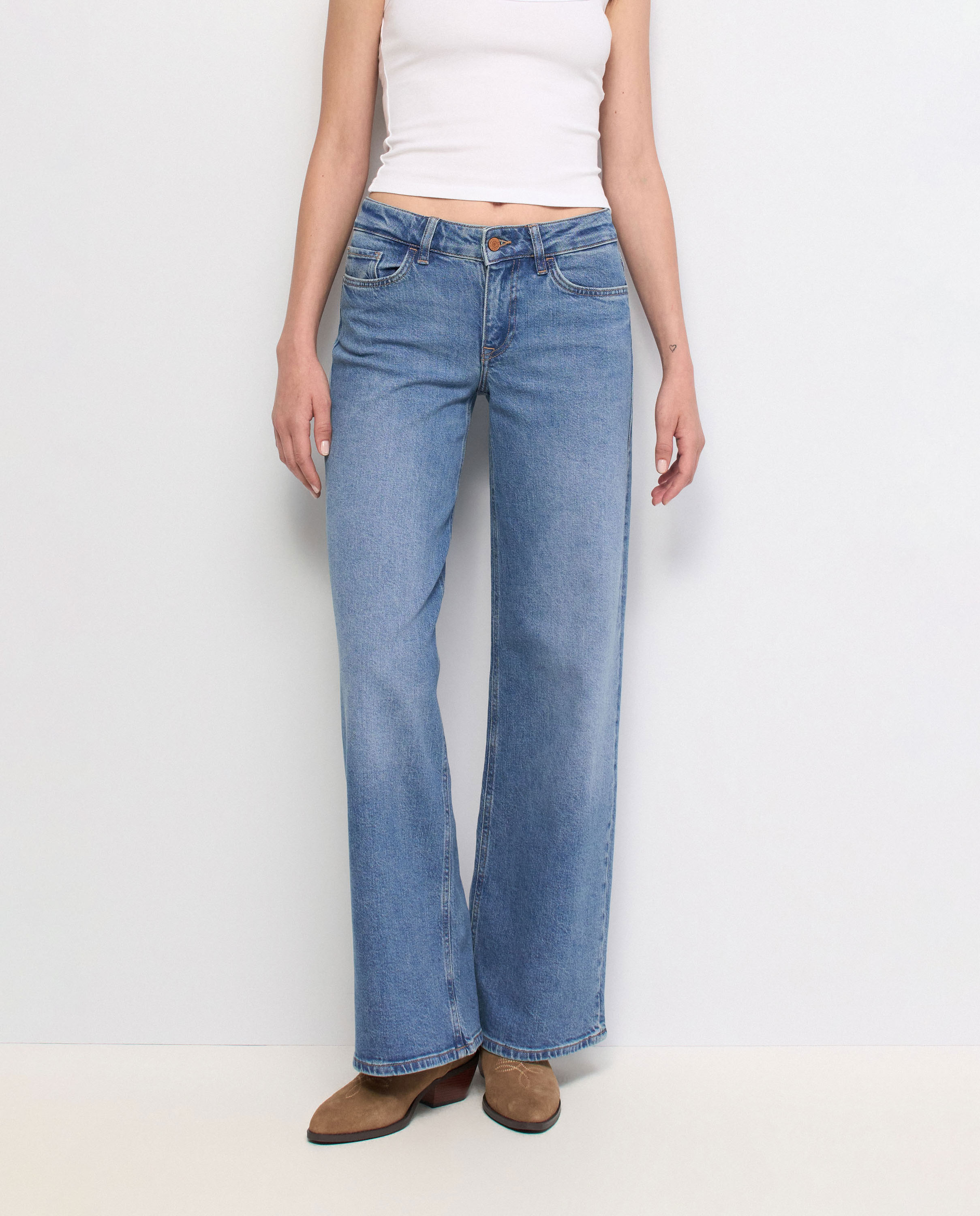 Jeans Low Rise Wide Azul-5