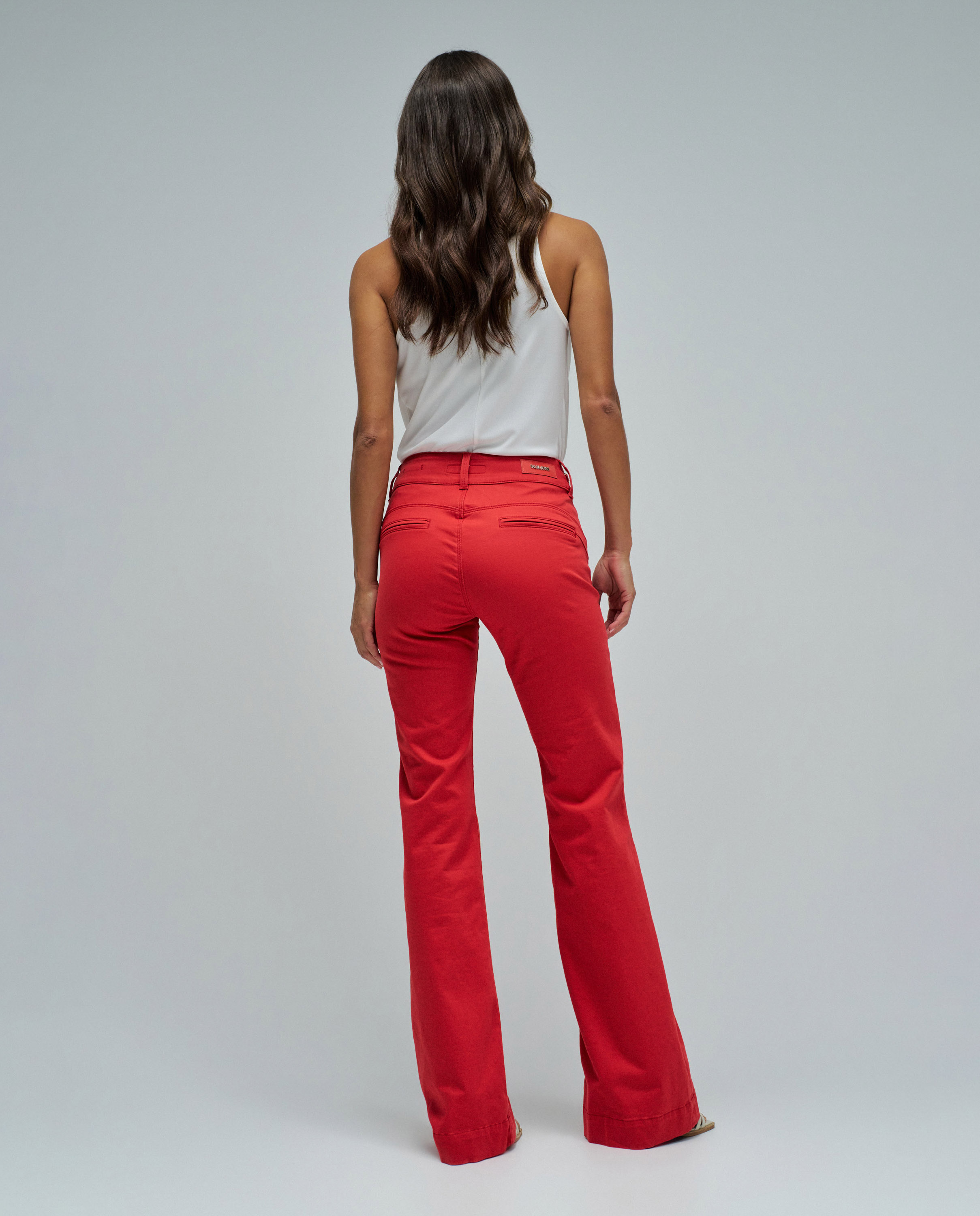Jeans Secret Calças Chino Push In Flare Vermelho-3