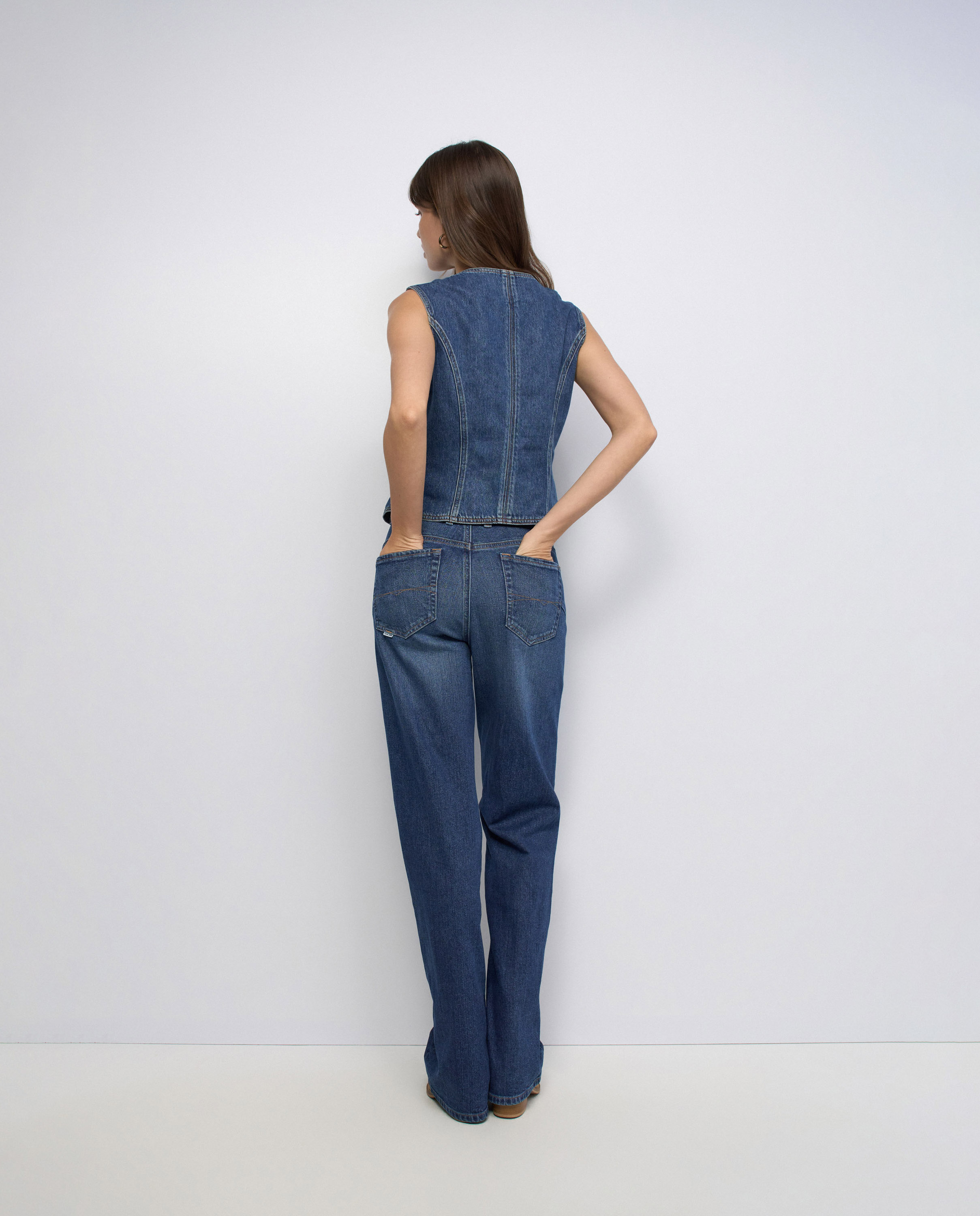 Colete de Denim Azul-3