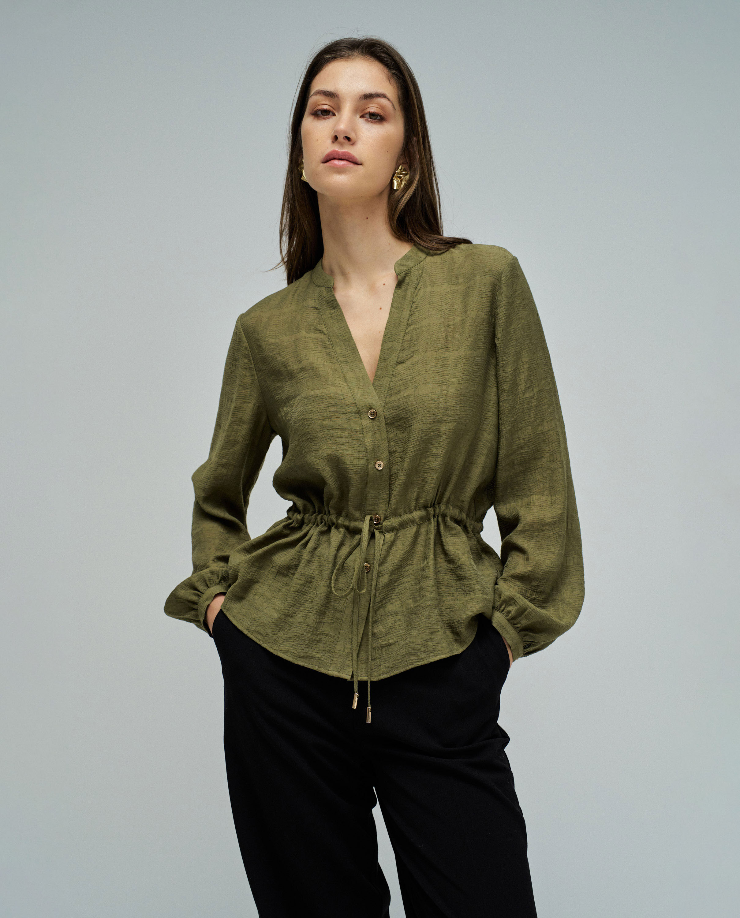 Imagem 0 de Blusa Texturada com Cinto