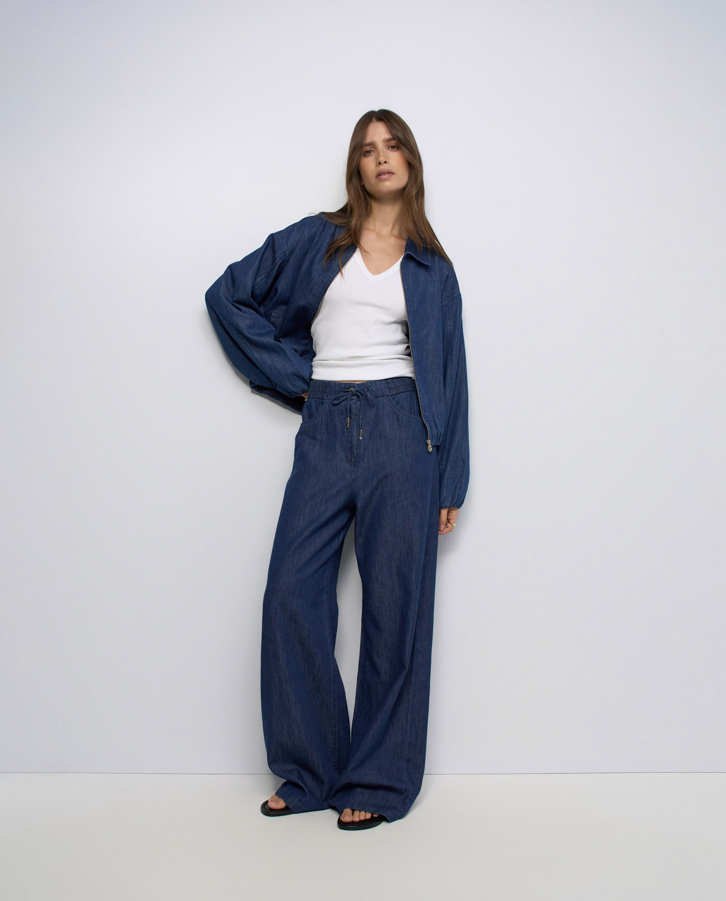 Blusão Bomber de Denim Azul-5