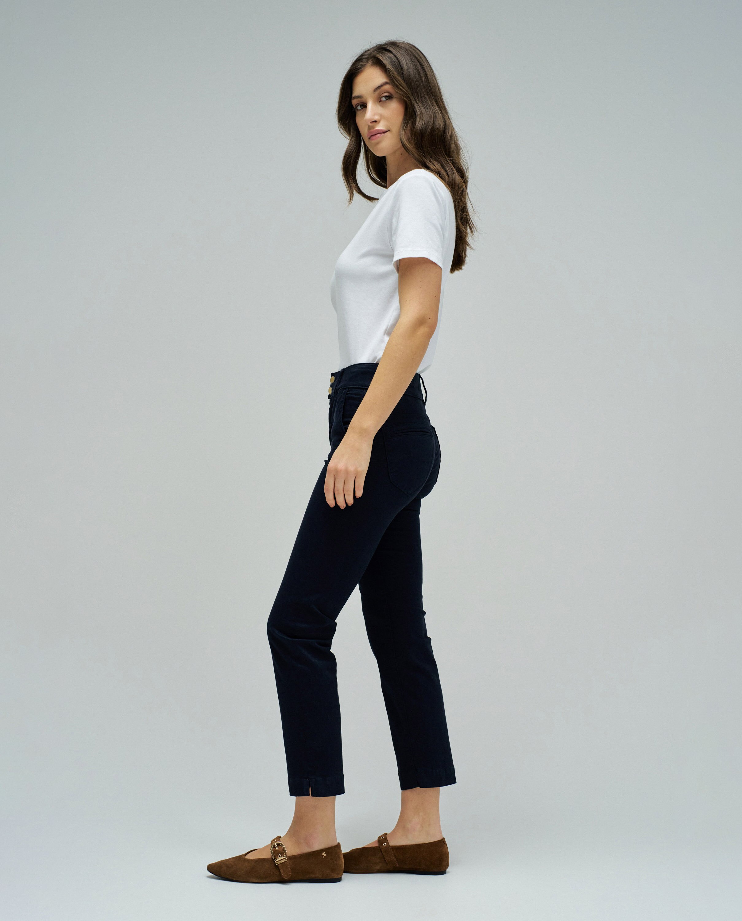 Jeans Secret Calças Chino Push In Cropped Slim Azul-2