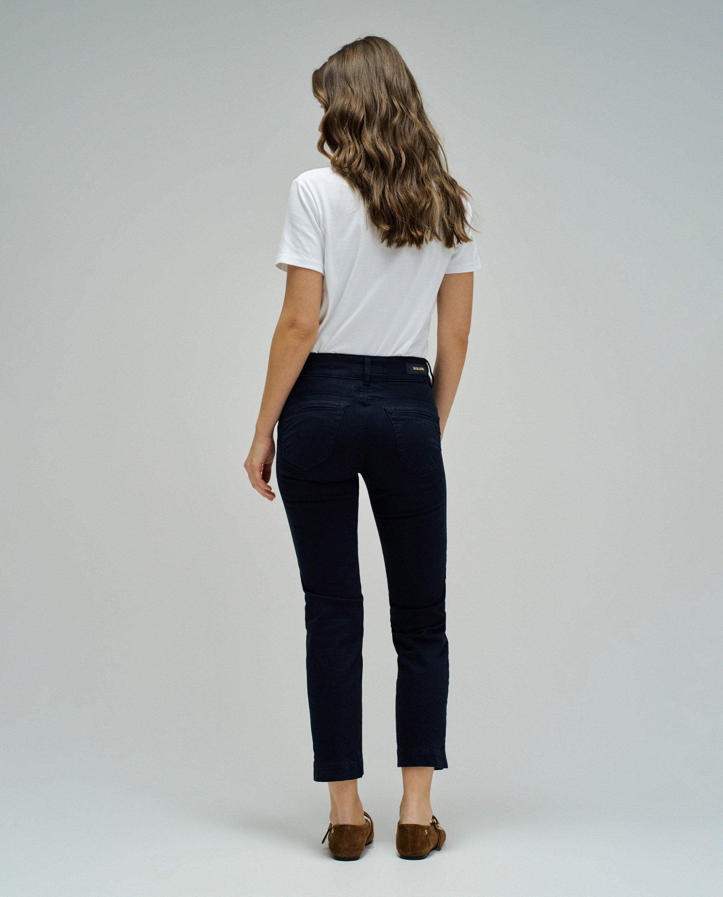 Jeans Secret Calças Chino Push In Cropped Slim Azul-3