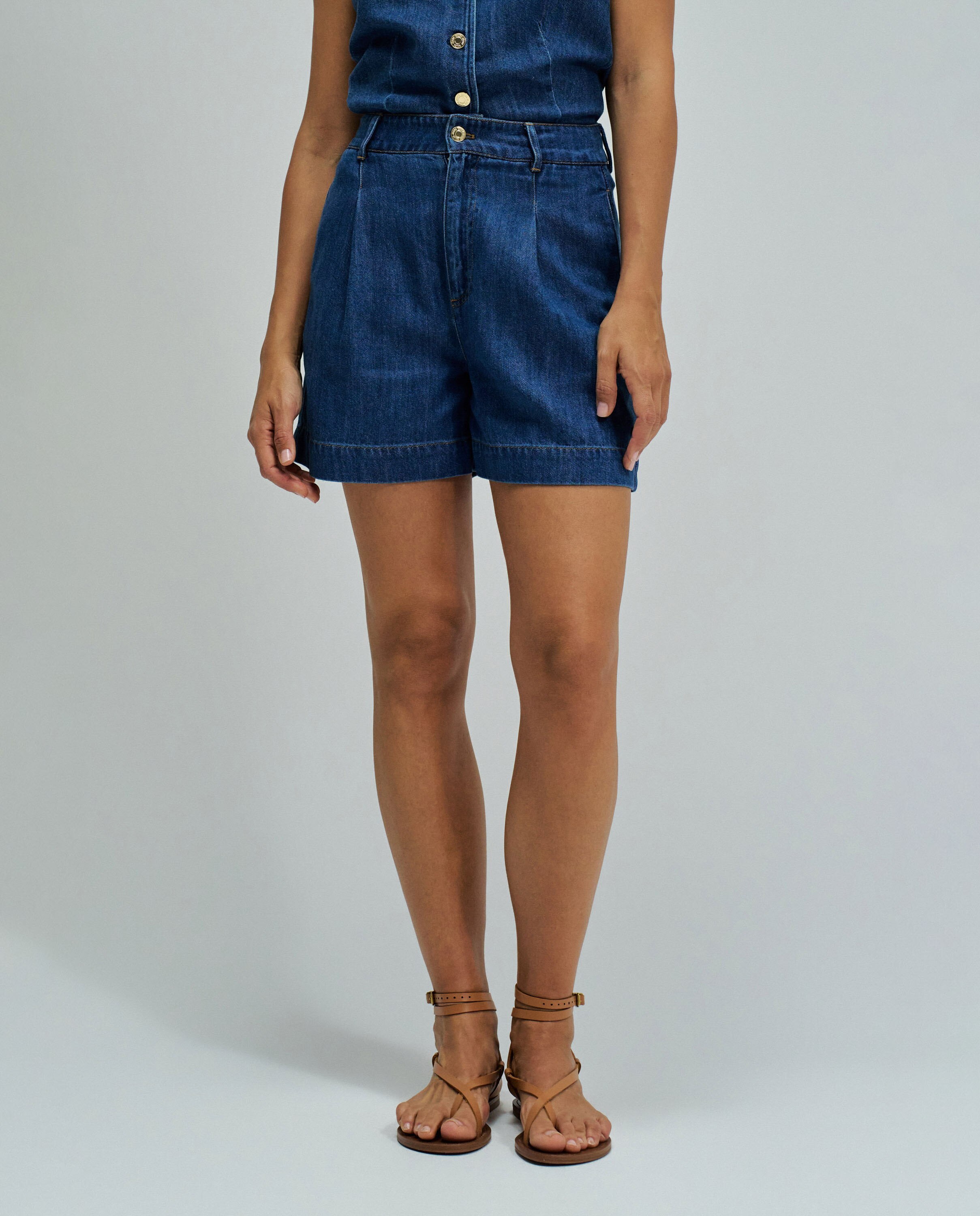 Calções Denim Baggy Azul-5