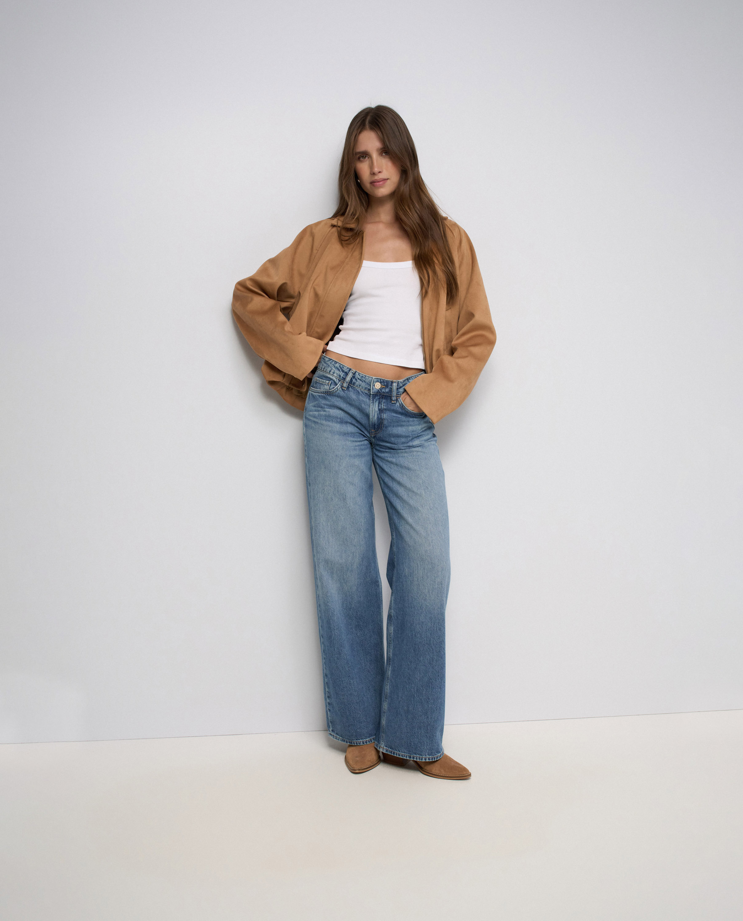 Jeans Low Rise Wide Azul-1