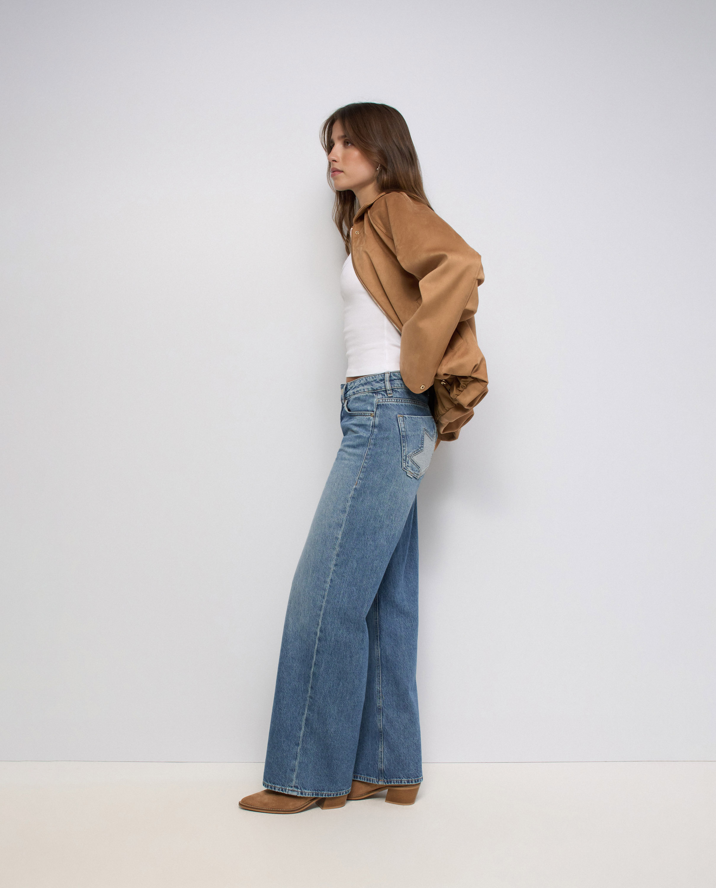 Jeans Low Rise Wide Azul-2