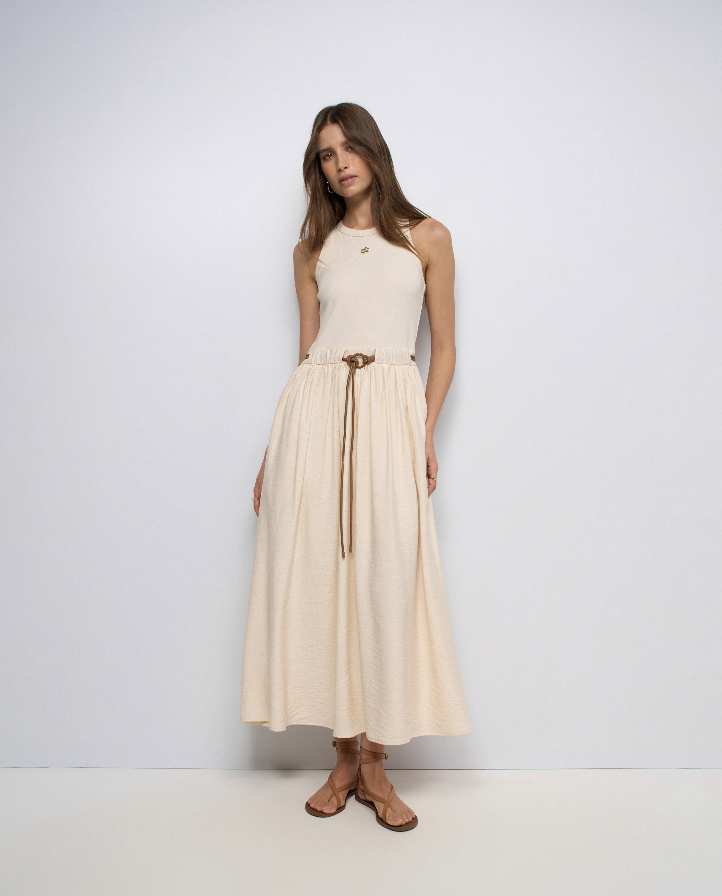 Imagem 0 de Vestido com Mistura de Materiais