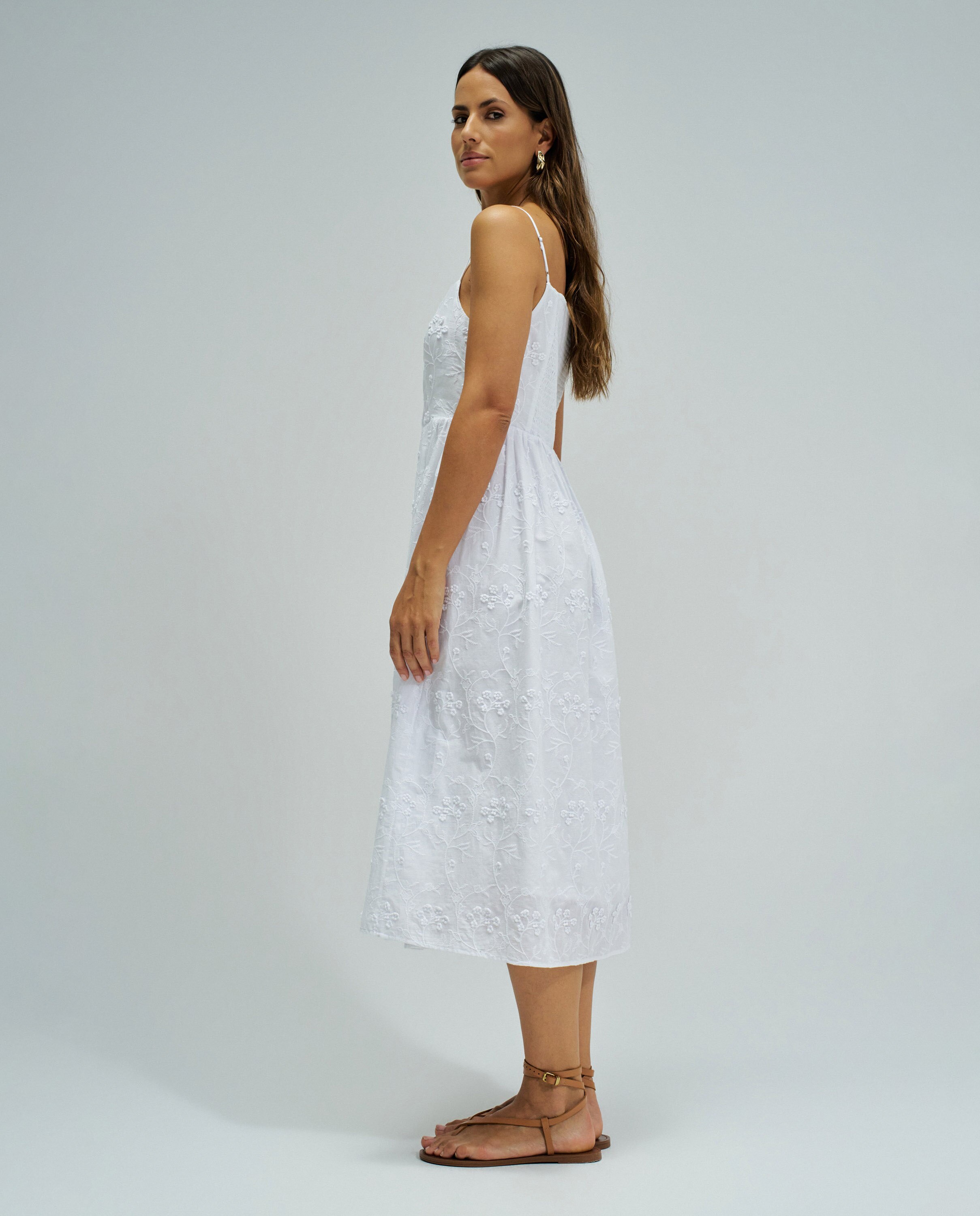 Vestido Midi com Bordados Branco-2