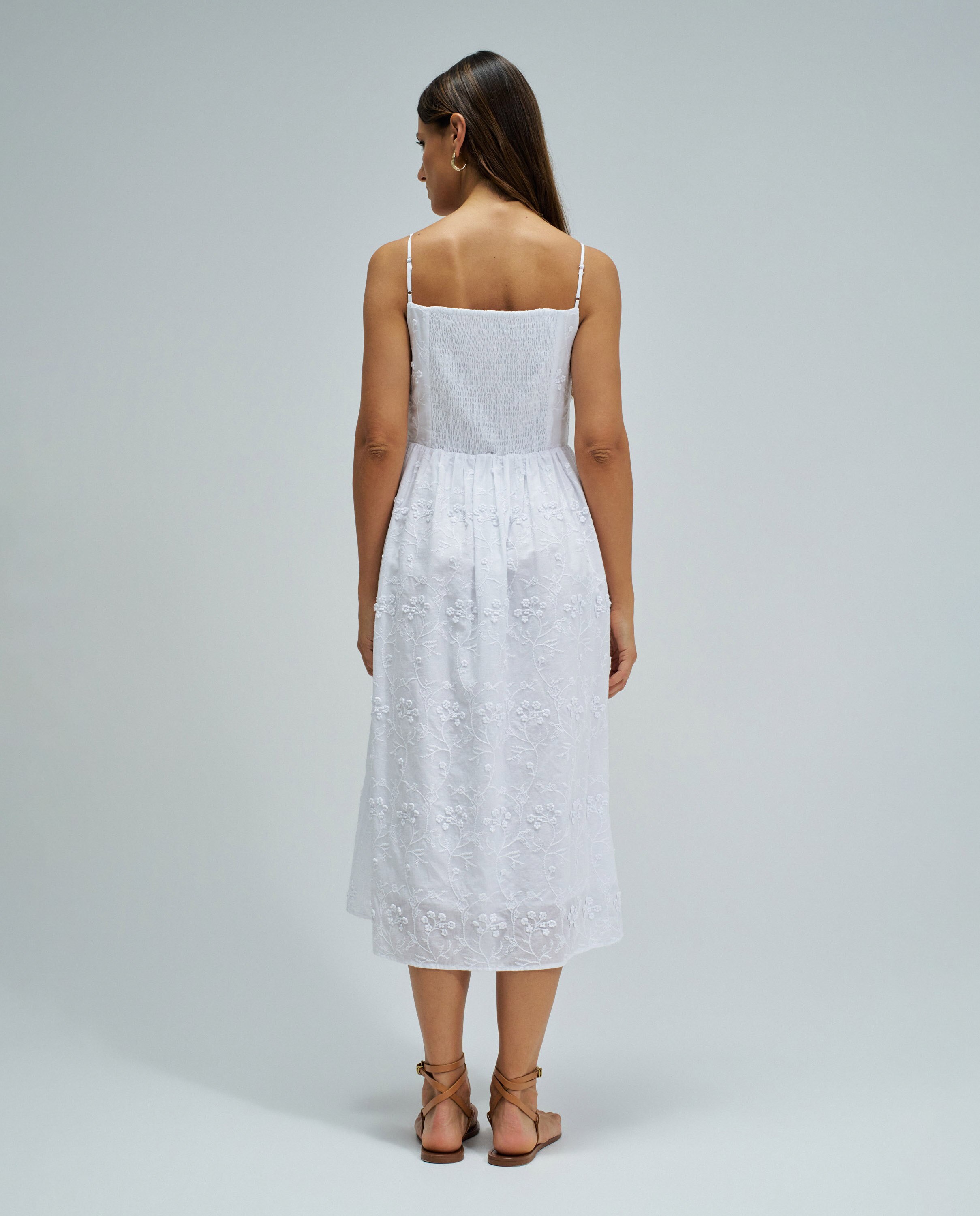 Vestido Midi com Bordados Branco-3