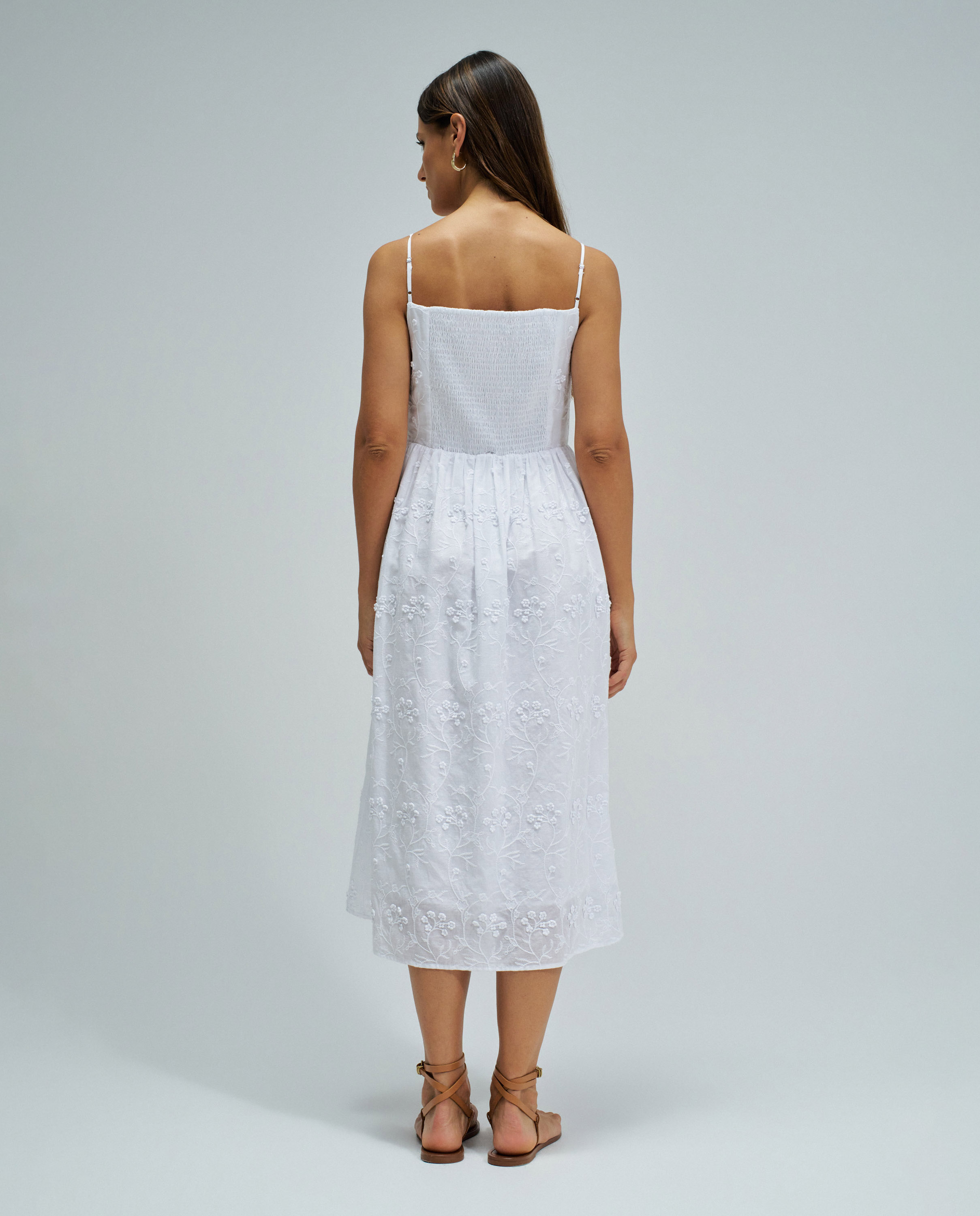 Vestido Midi com Bordados Branco-3