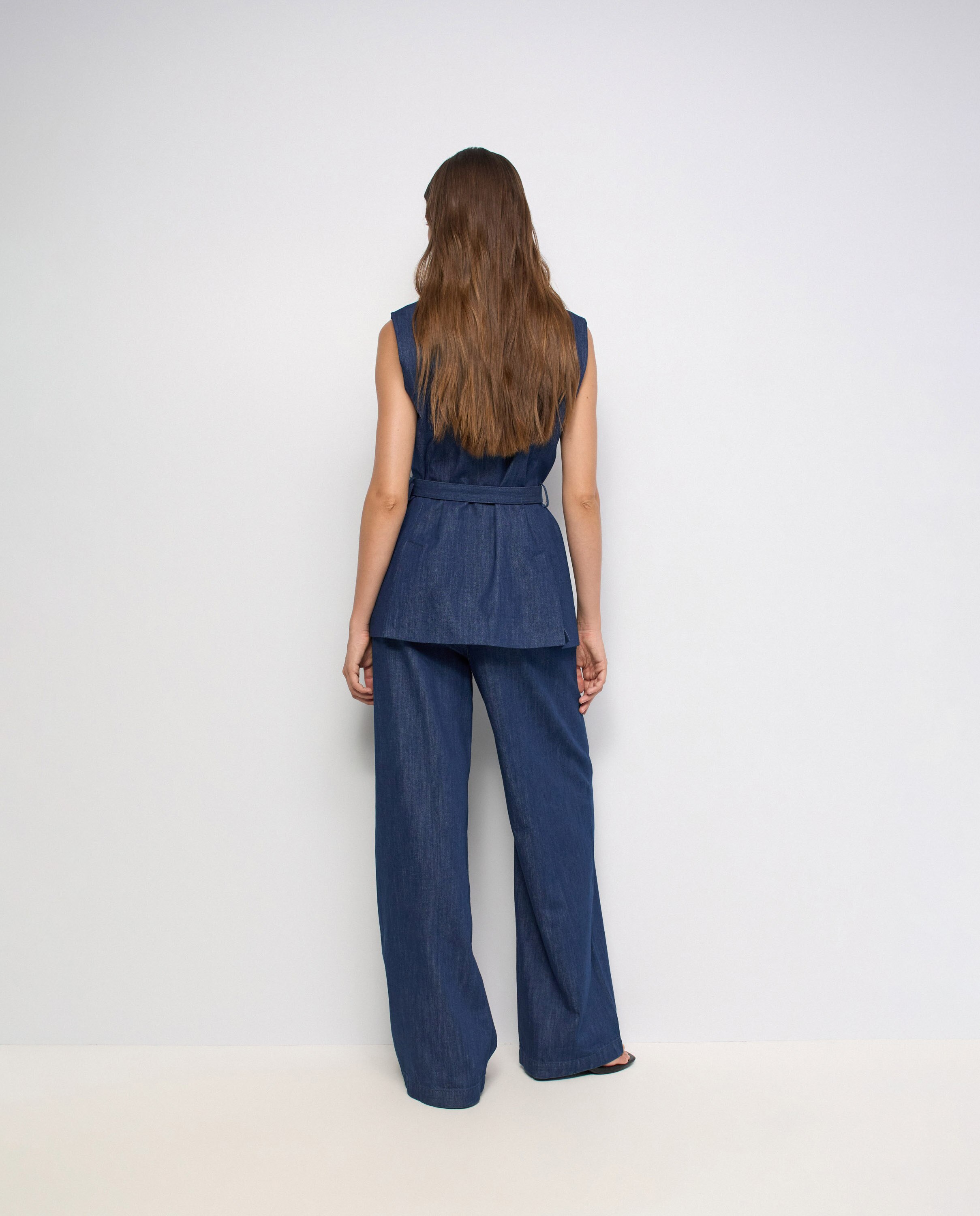 Calças Chino Perna Wide em Lightdenim Azul-3