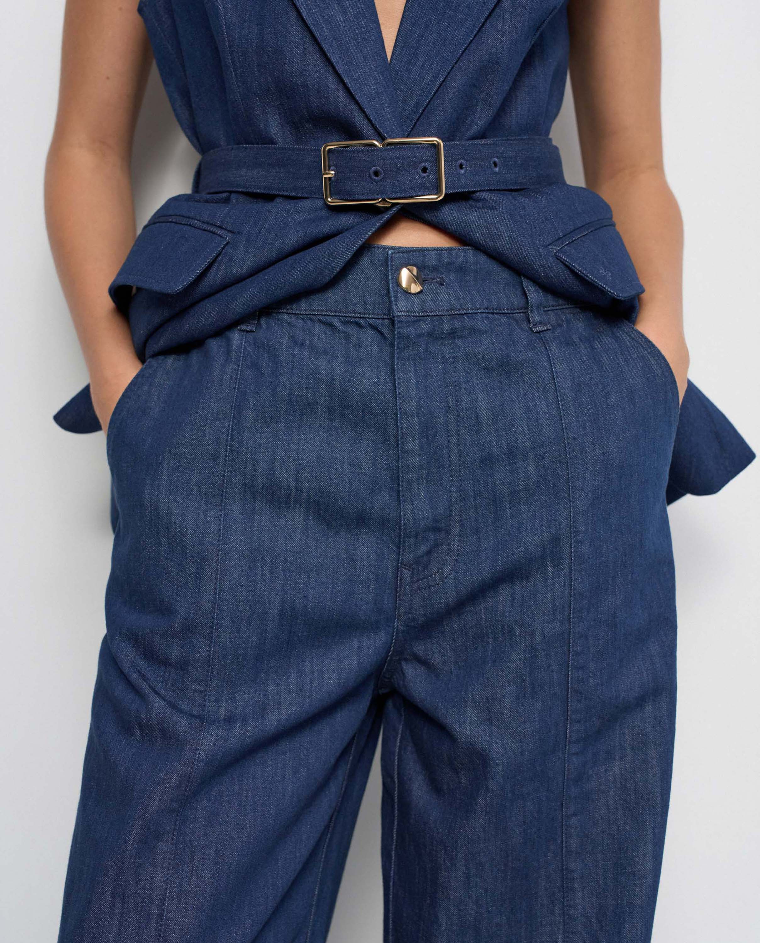Calças Chino Perna Wide em Lightdenim Azul-4