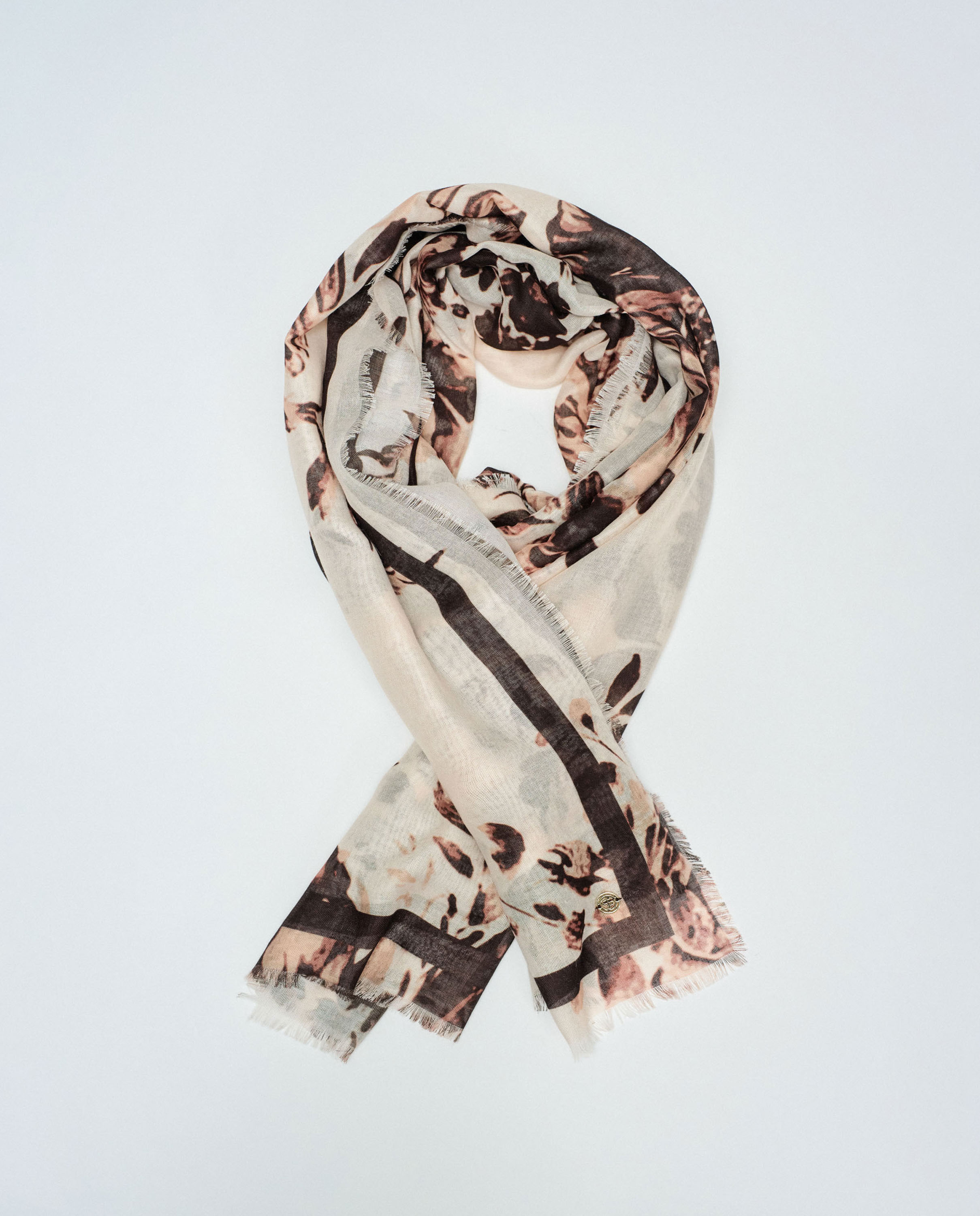 Écharpe com Estampado Floral Castanho-3