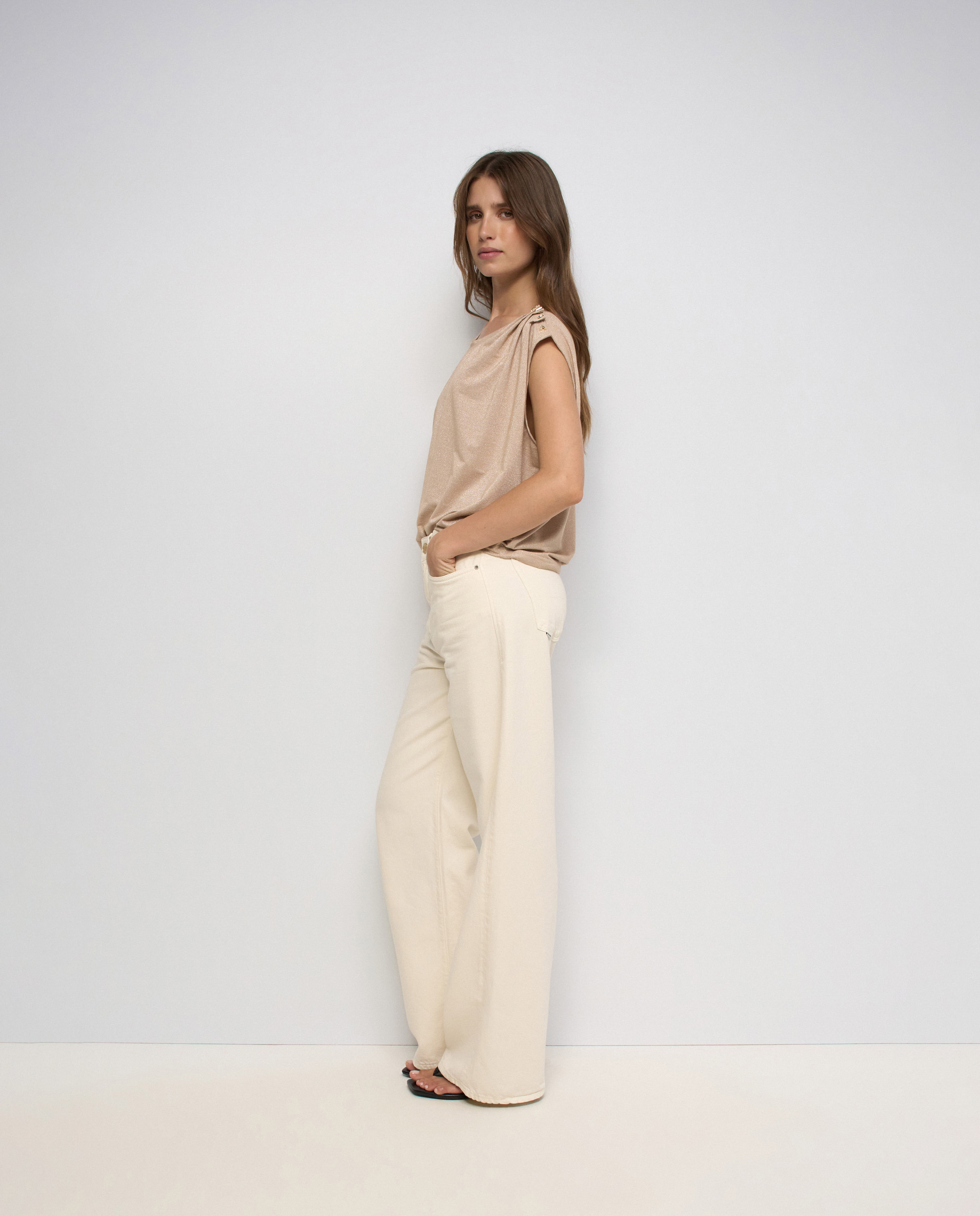 T-shirt com Lurex Natural-2
