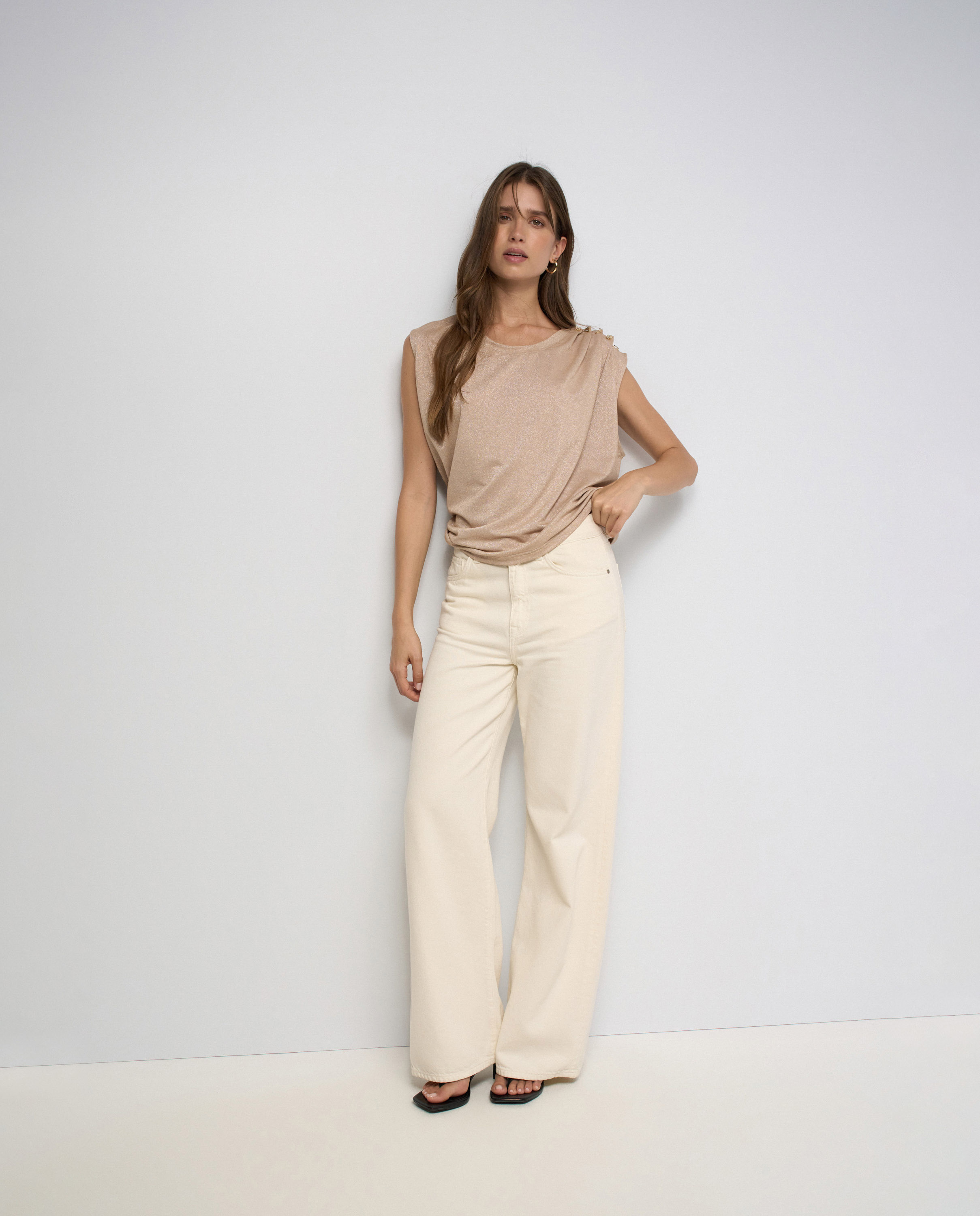 T-shirt com Lurex Natural-5