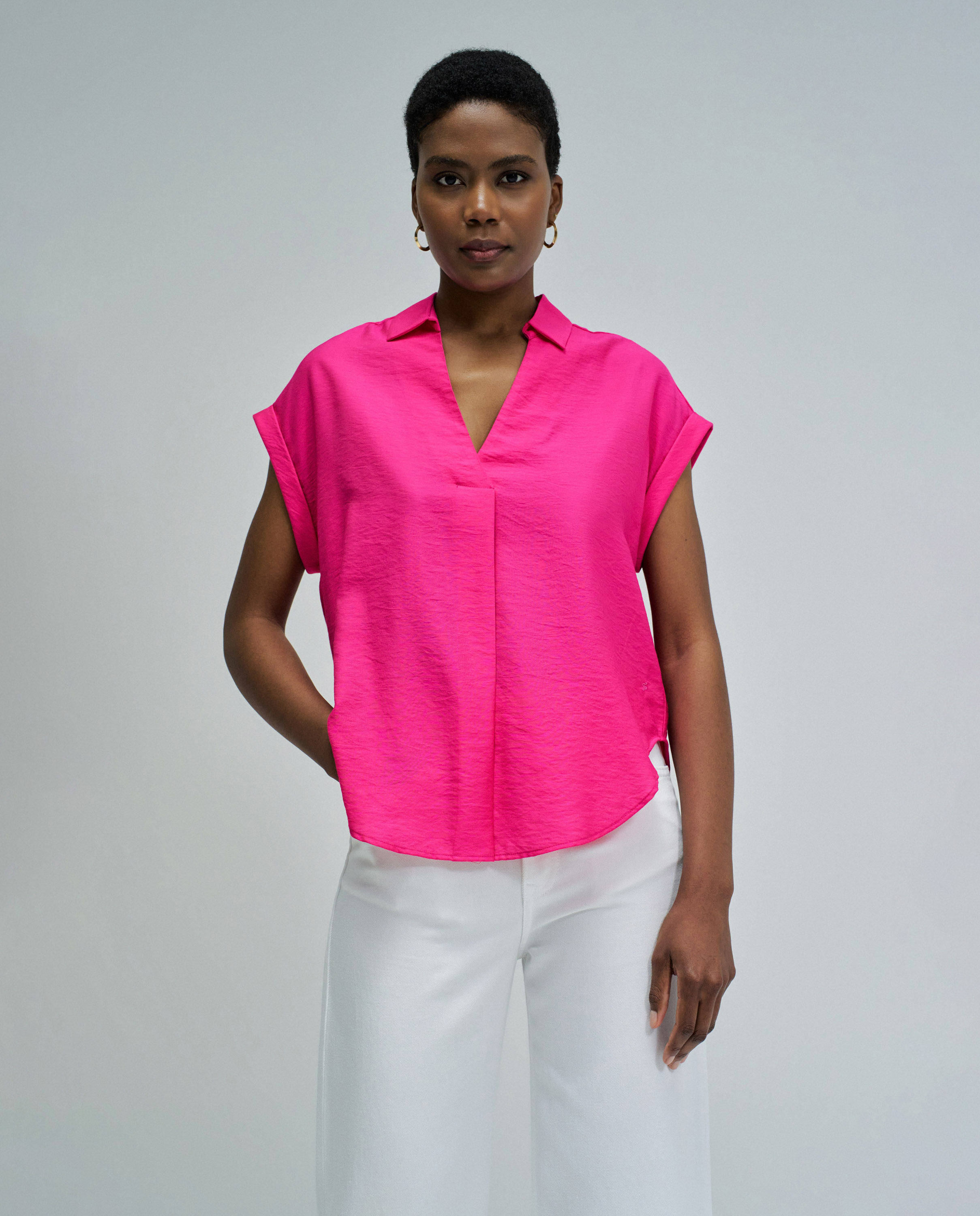 Camisa com Bordados Rosa-1