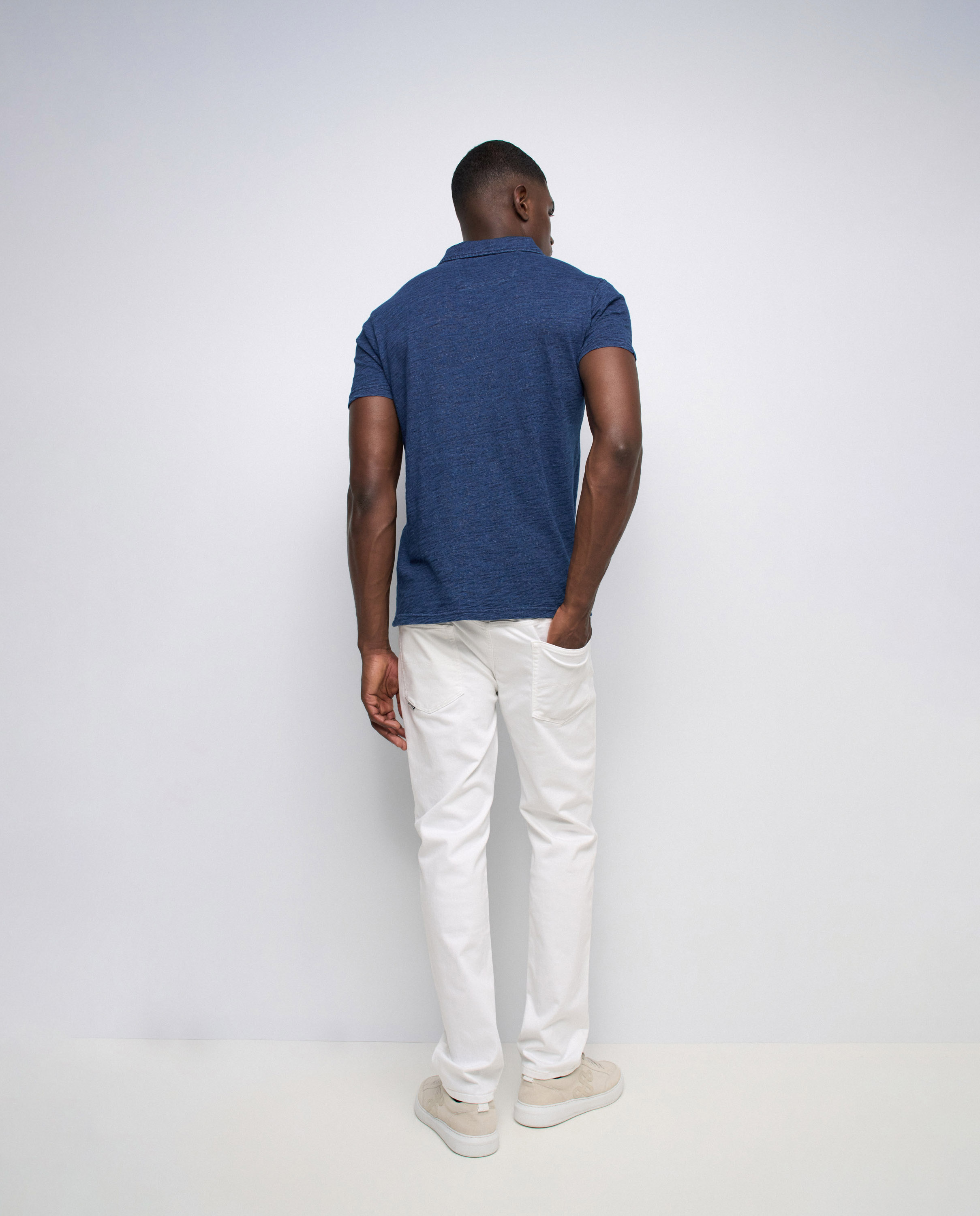 Polo com Branding Azul-3
