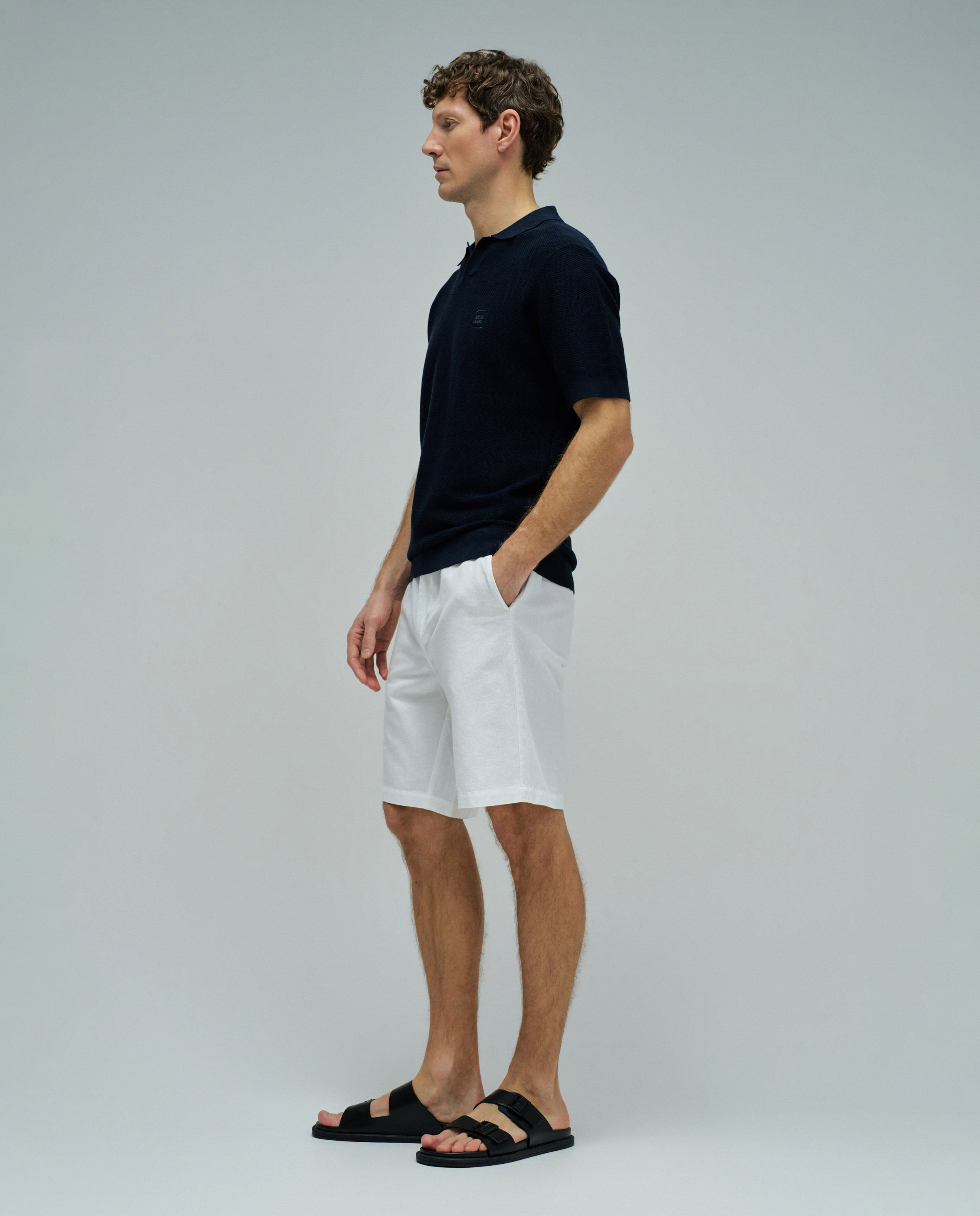 Polo de Malha Tricotada Azul-2
