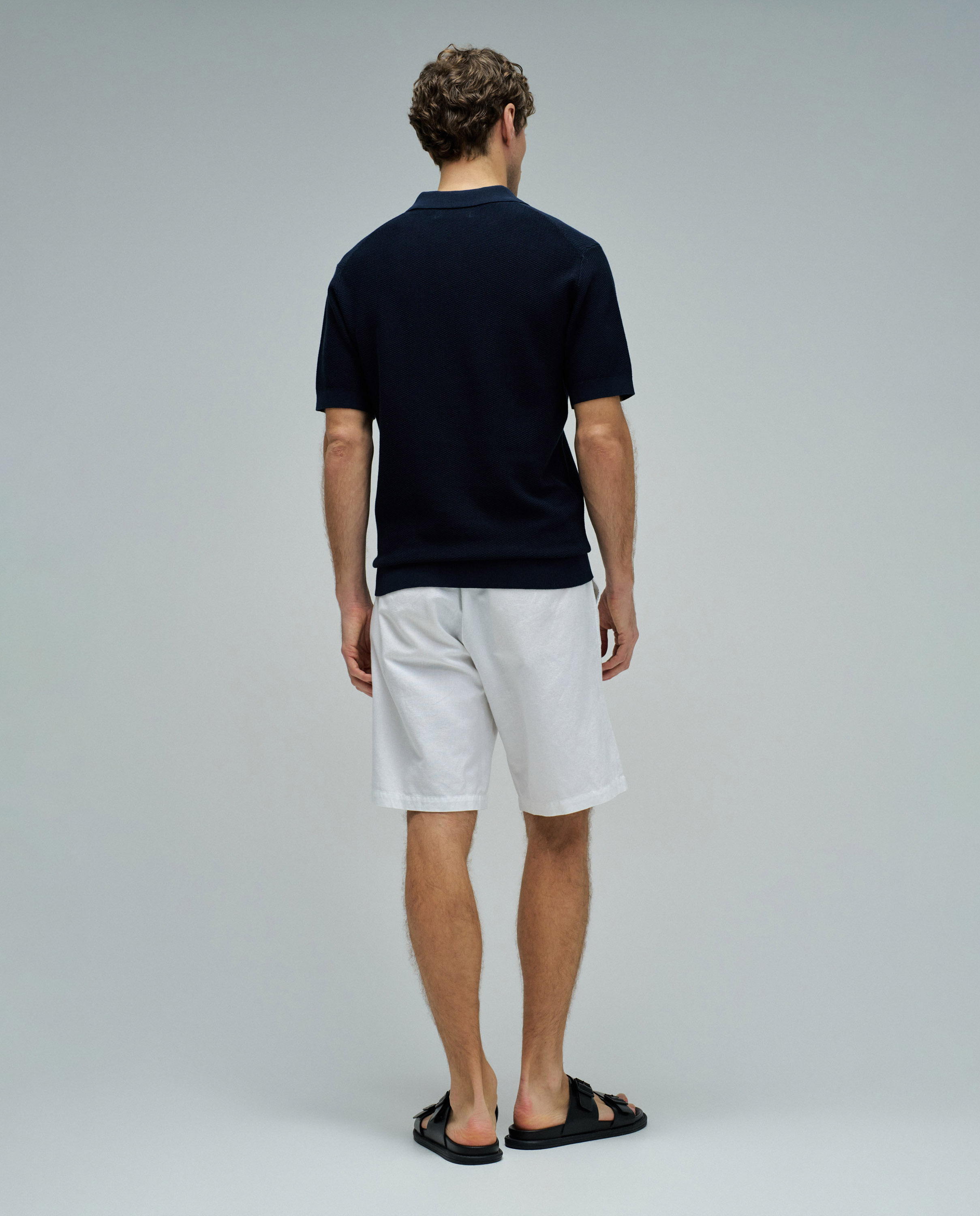 Polo de Malha Tricotada Azul-3